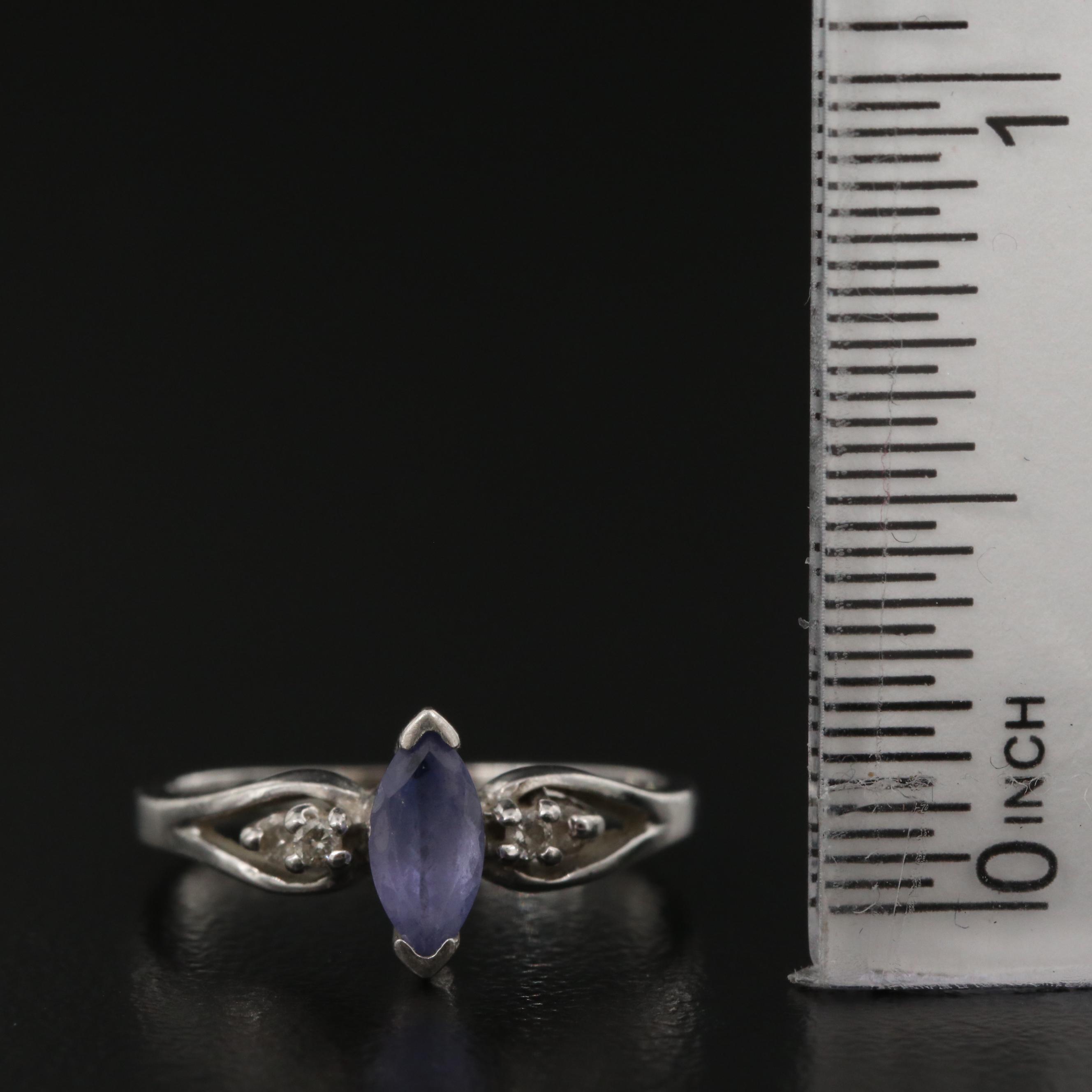 Platinum Tanzanite Ring with Diamond Accents