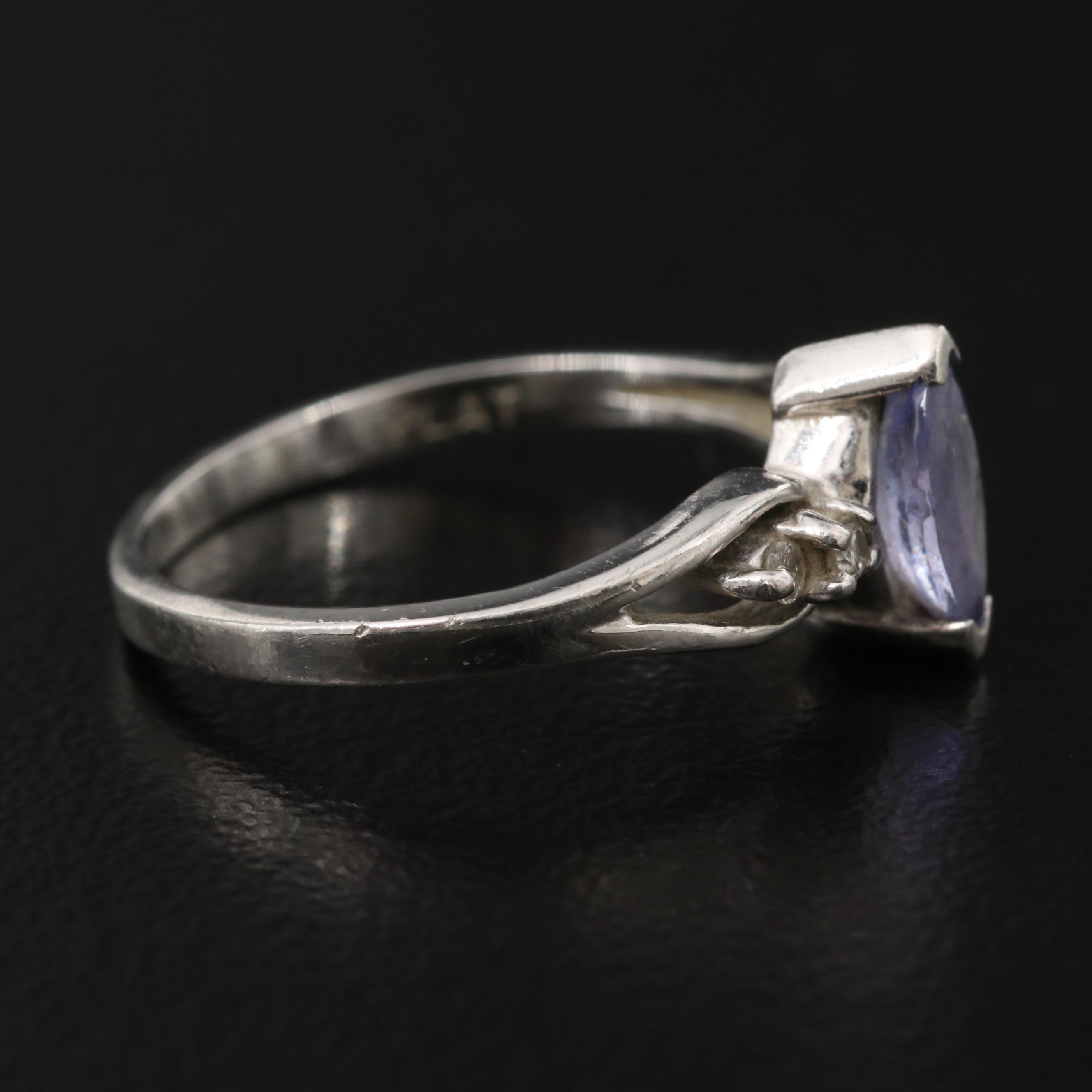 Platinum Tanzanite Ring with Diamond Accents