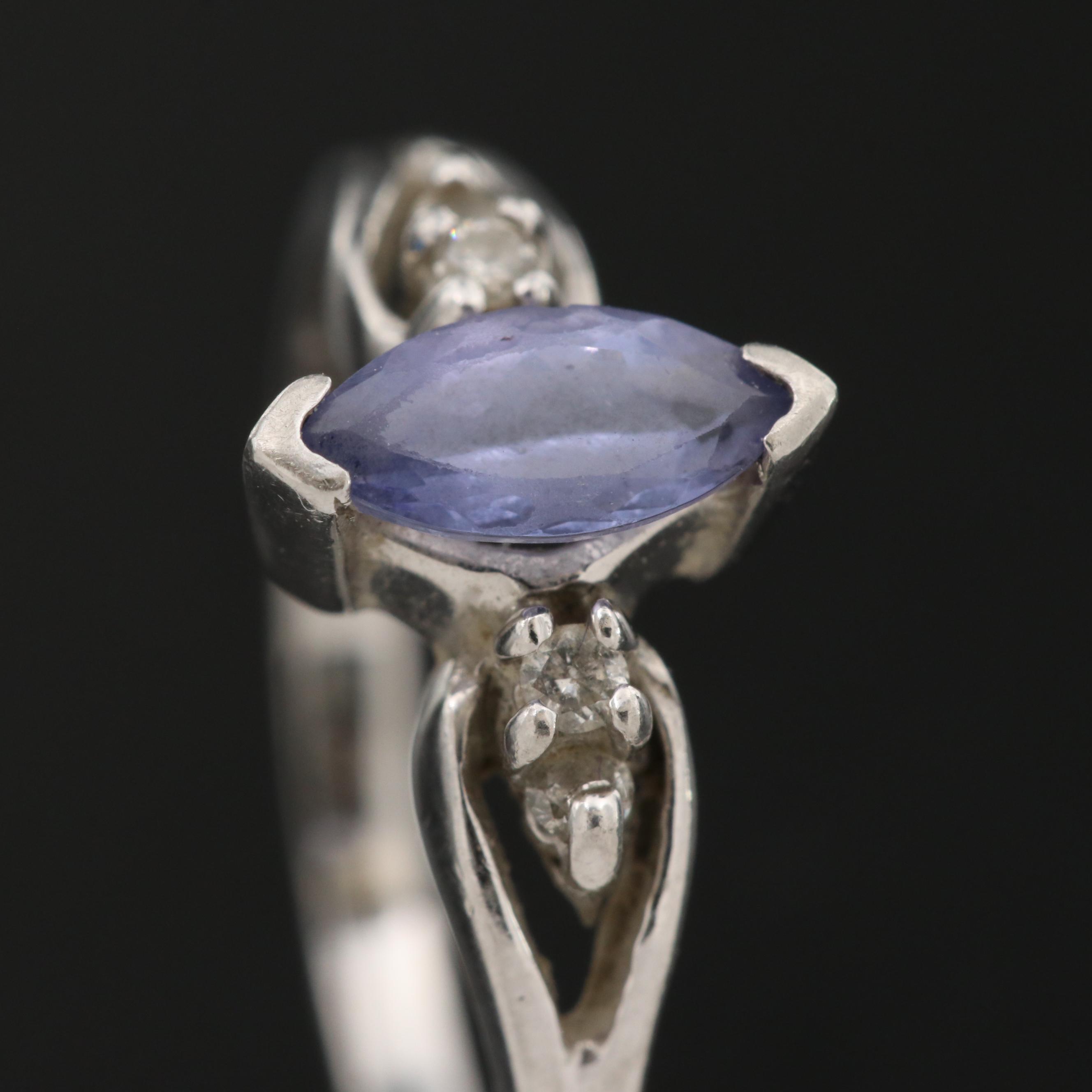 Platinum Tanzanite Ring with Diamond Accents