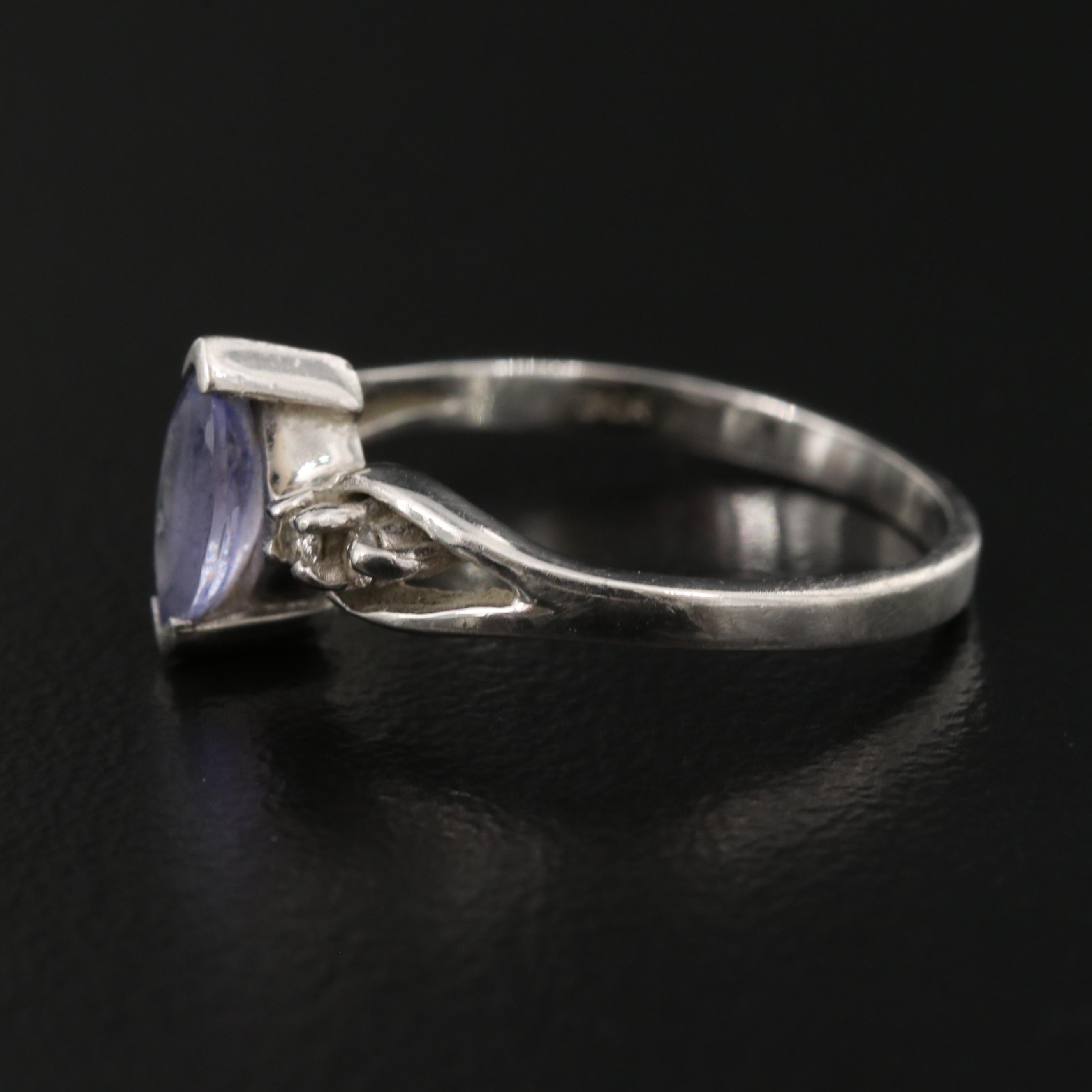 Platinum Tanzanite Ring with Diamond Accents