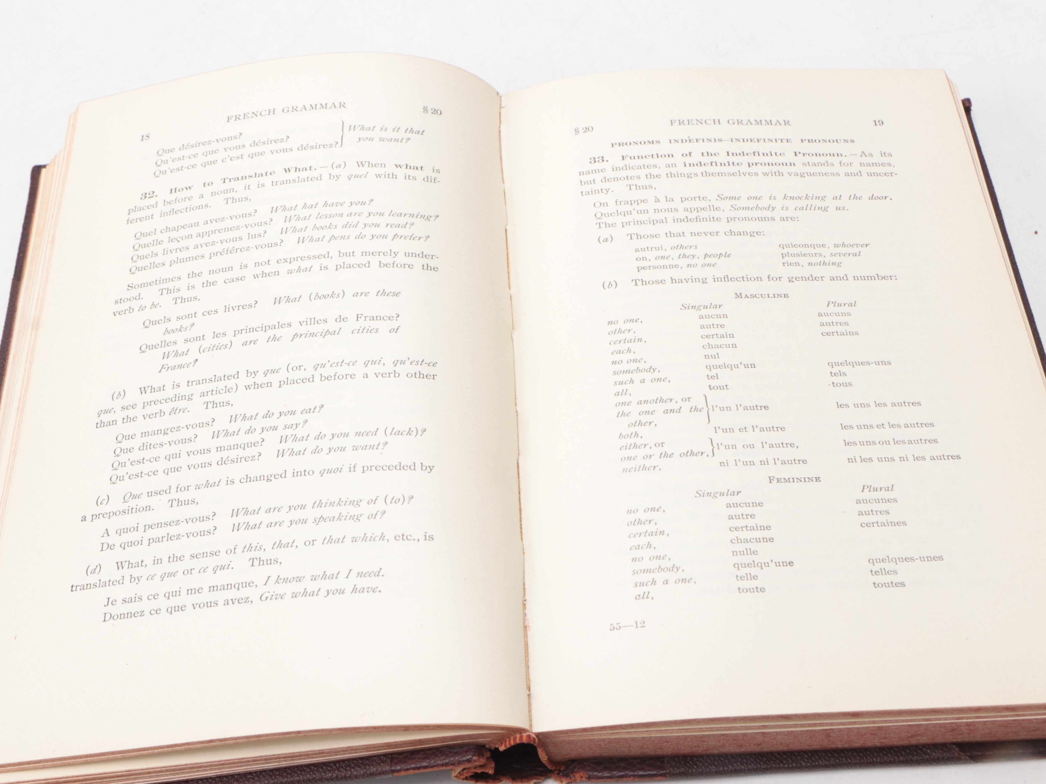 I.C.S. Reference Library French Grammar and Education Books, 1905