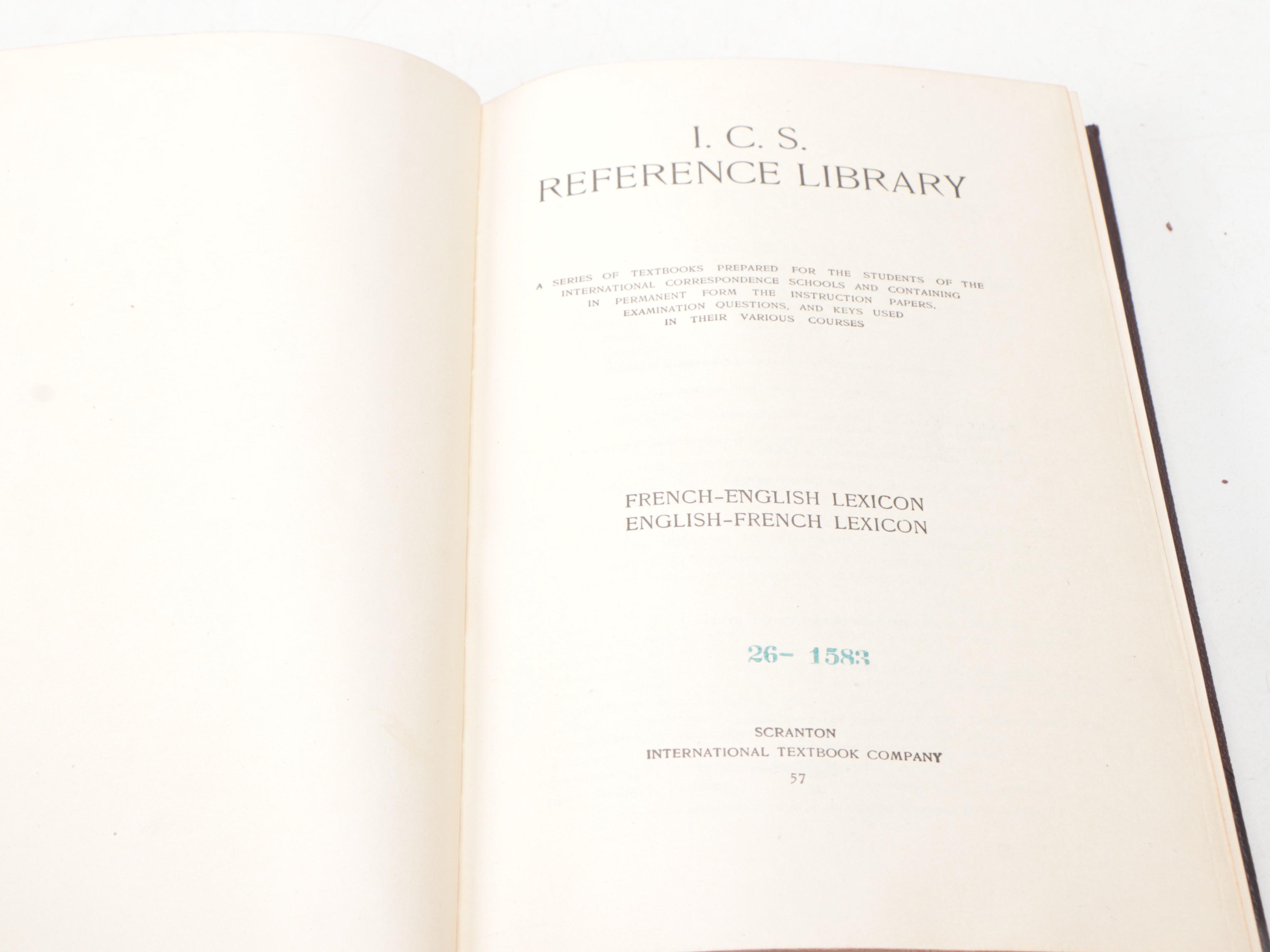 I.C.S. Reference Library French Grammar and Education Books, 1905
