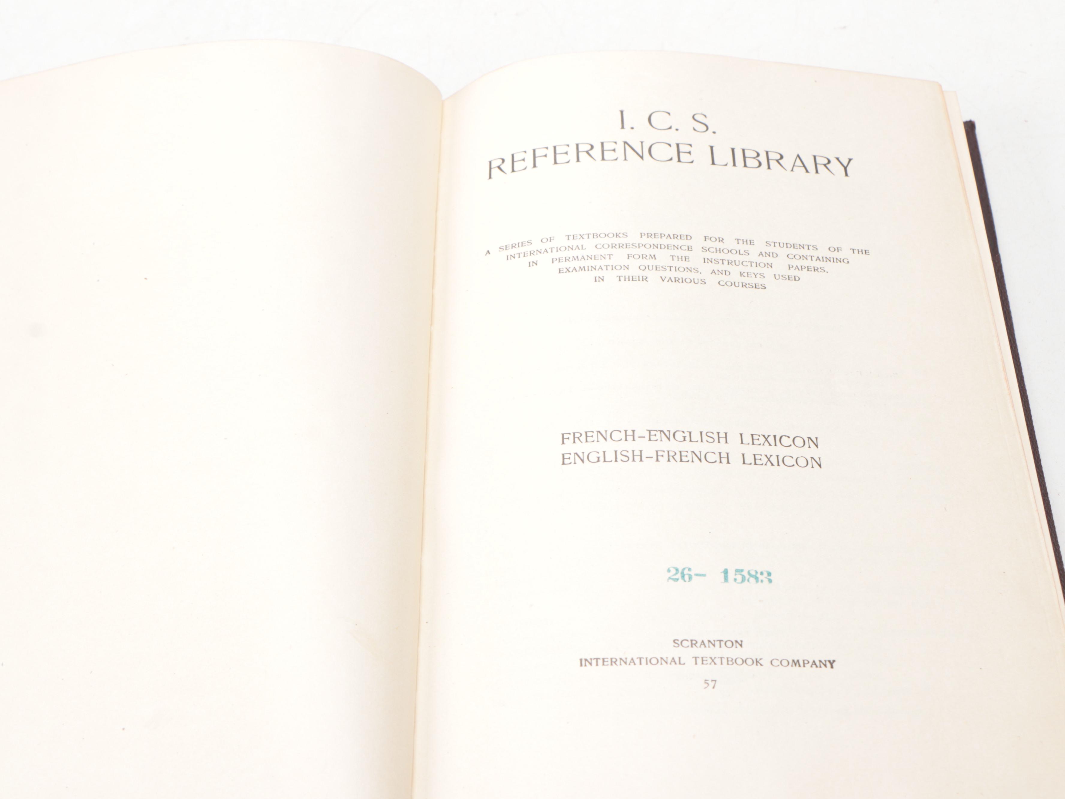 I.C.S. Reference Library French Grammar and Education Books, 1905