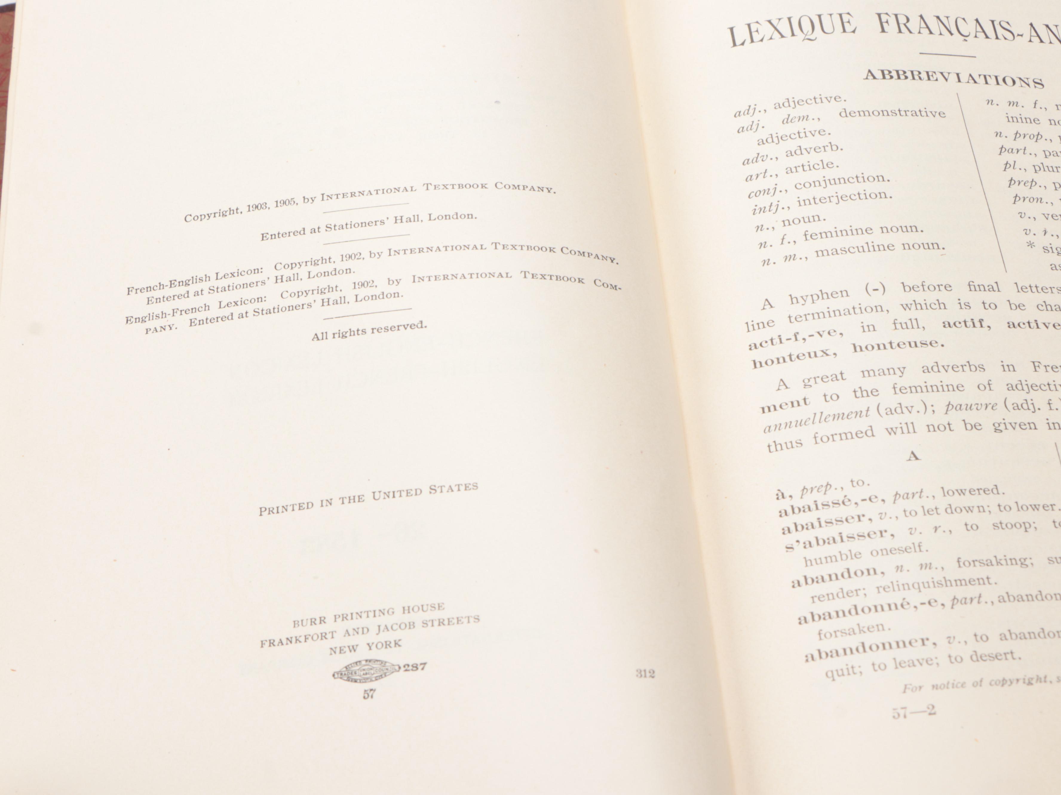 I.C.S. Reference Library French Grammar and Education Books, 1905