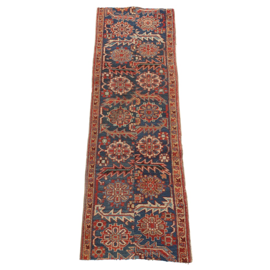2'2 x 6'9 Hand-Knotted Persian Heriz Fragment Carpet Runner, 1930s