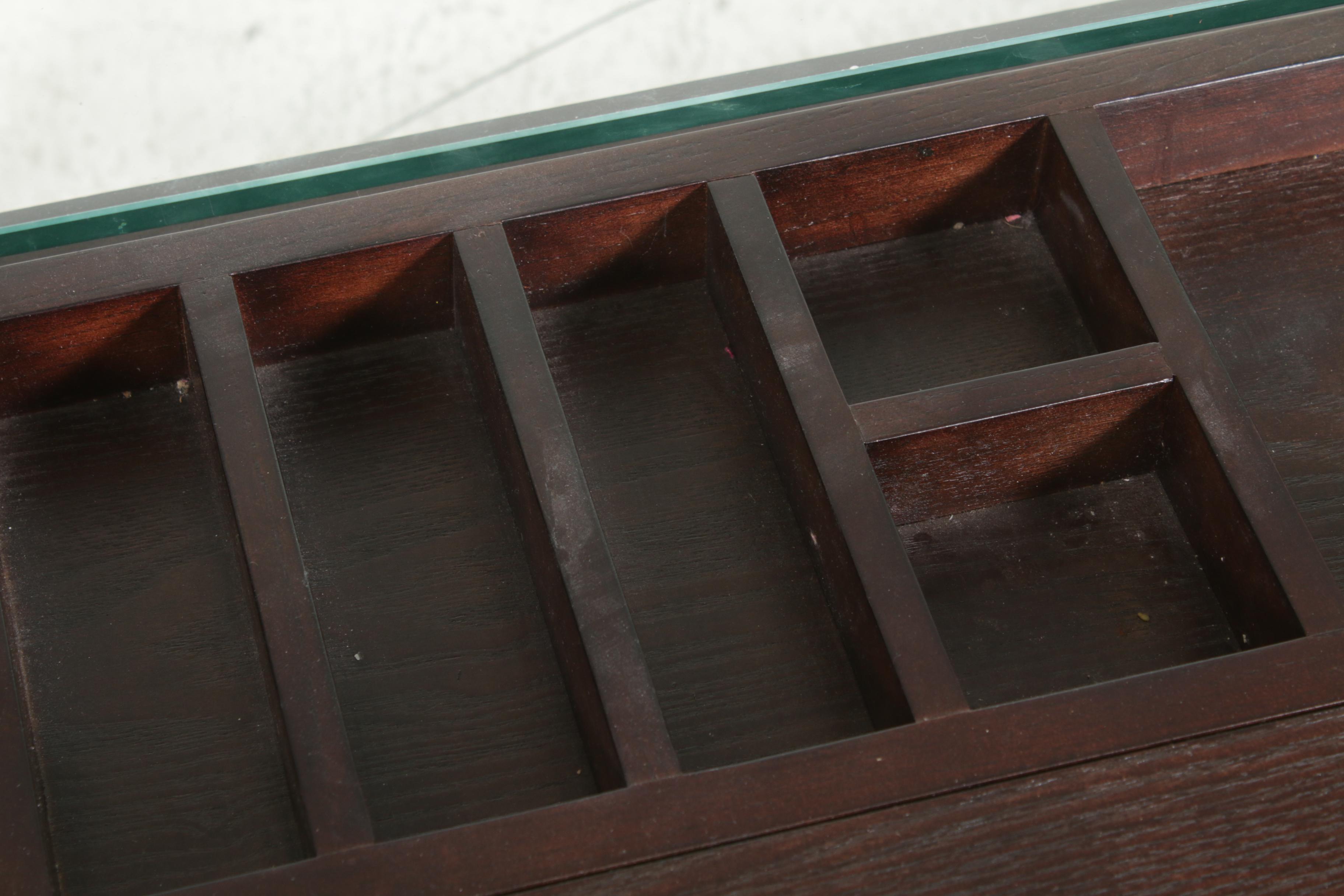 Modernist Style Glass Top Computer Desk with Pull-Out Keyboard & Organizer Shelf