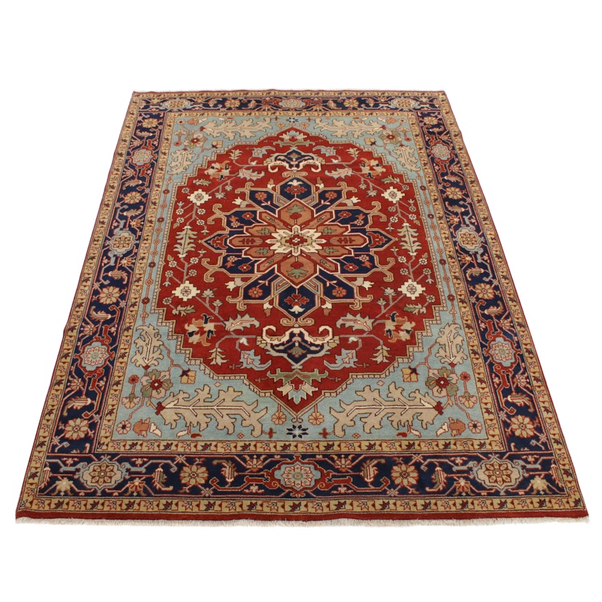 9'1 X 12'5 Hand-Knotted Indo Persian Heriz Serapi Room Sized Rug, 2010s