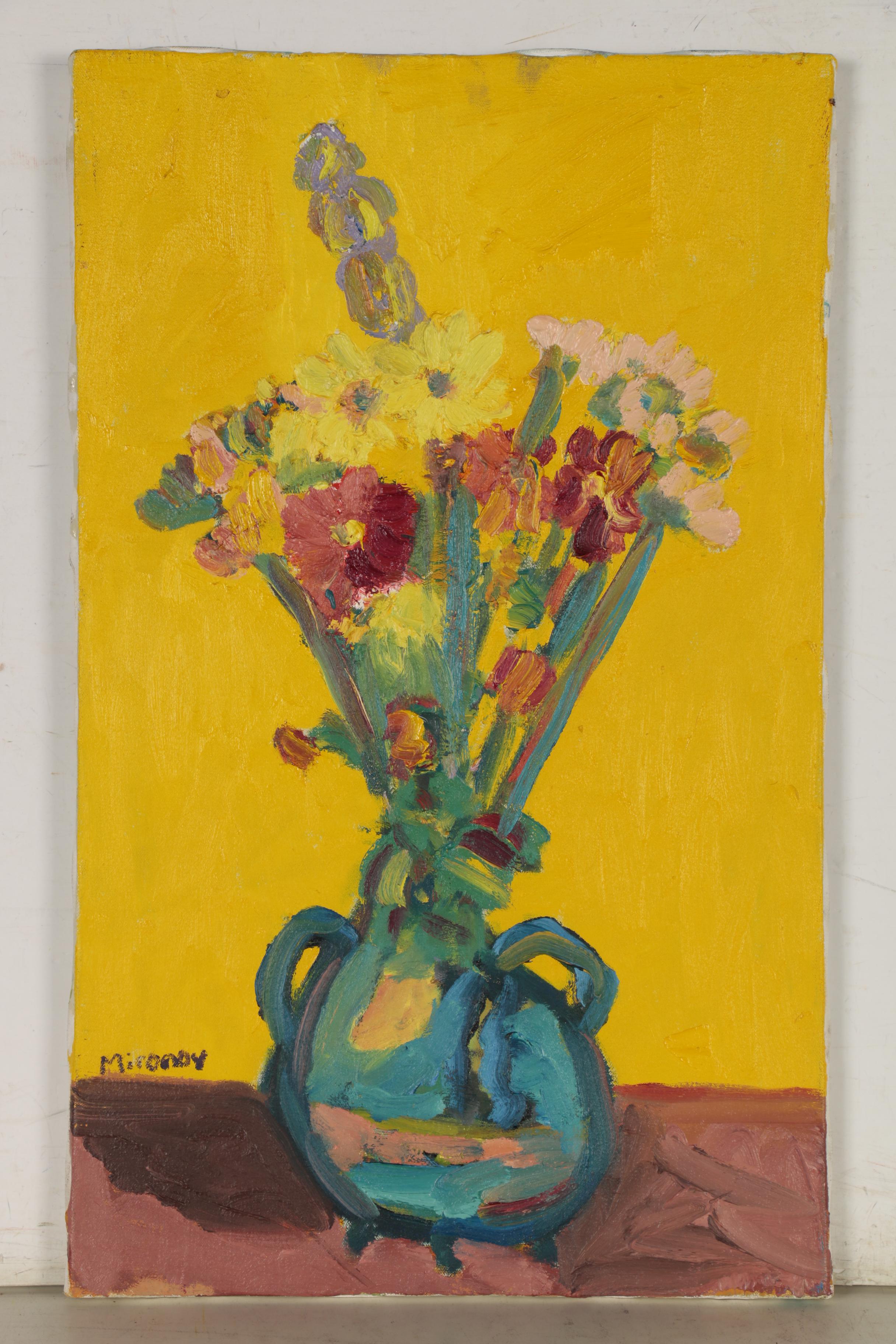 Jerry Mironov Expressionist Style Still Life Oil Painting