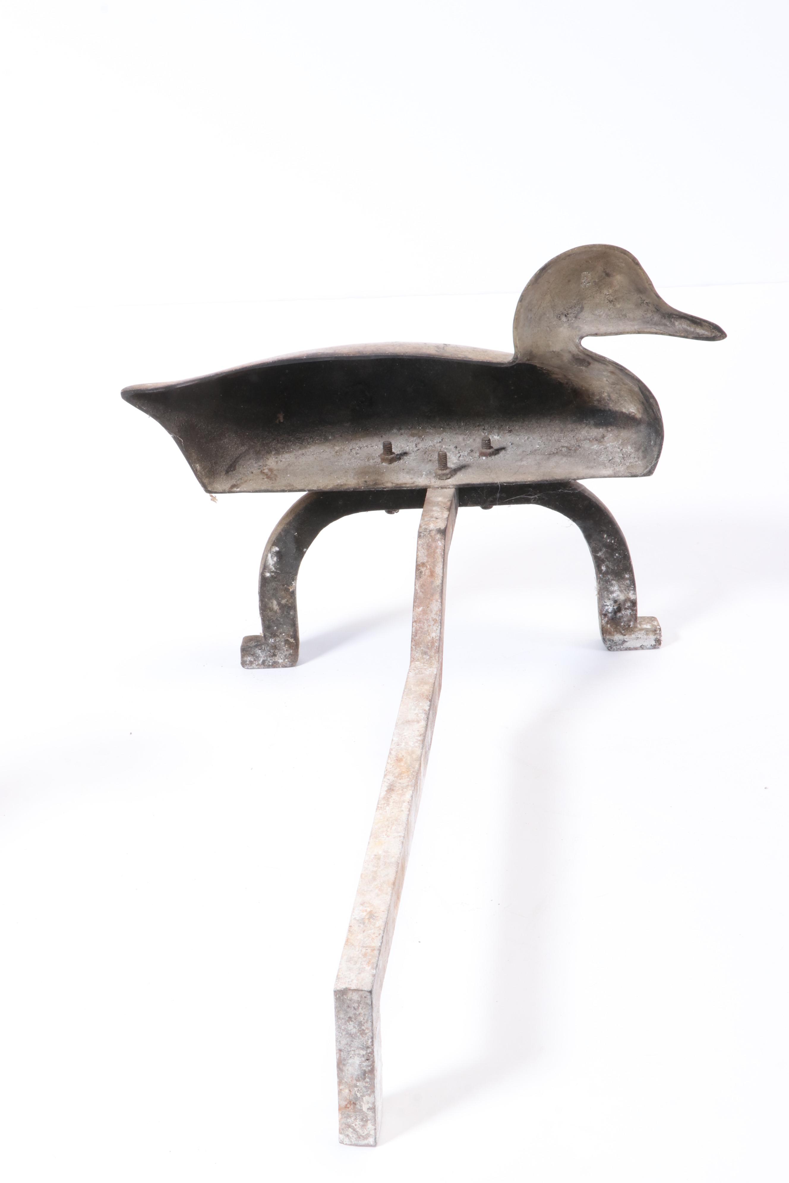 Brass Duck Fireplace Andirons, Mid to Late 20th Century