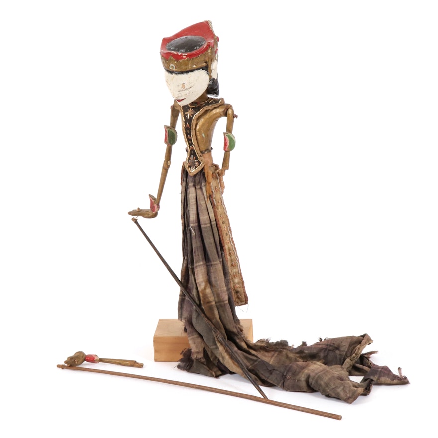 Indonesian Wayang Golek Rod Puppet, Late 19th to Early 20th Century