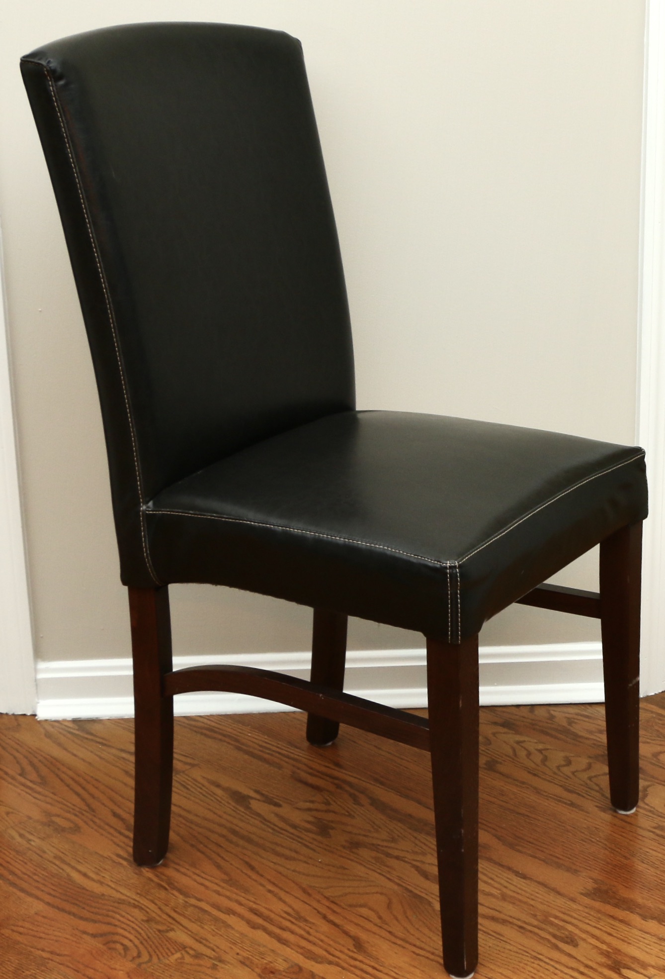 Six Arhaus Italian Leather Armless Dining Chairs, Contemporary