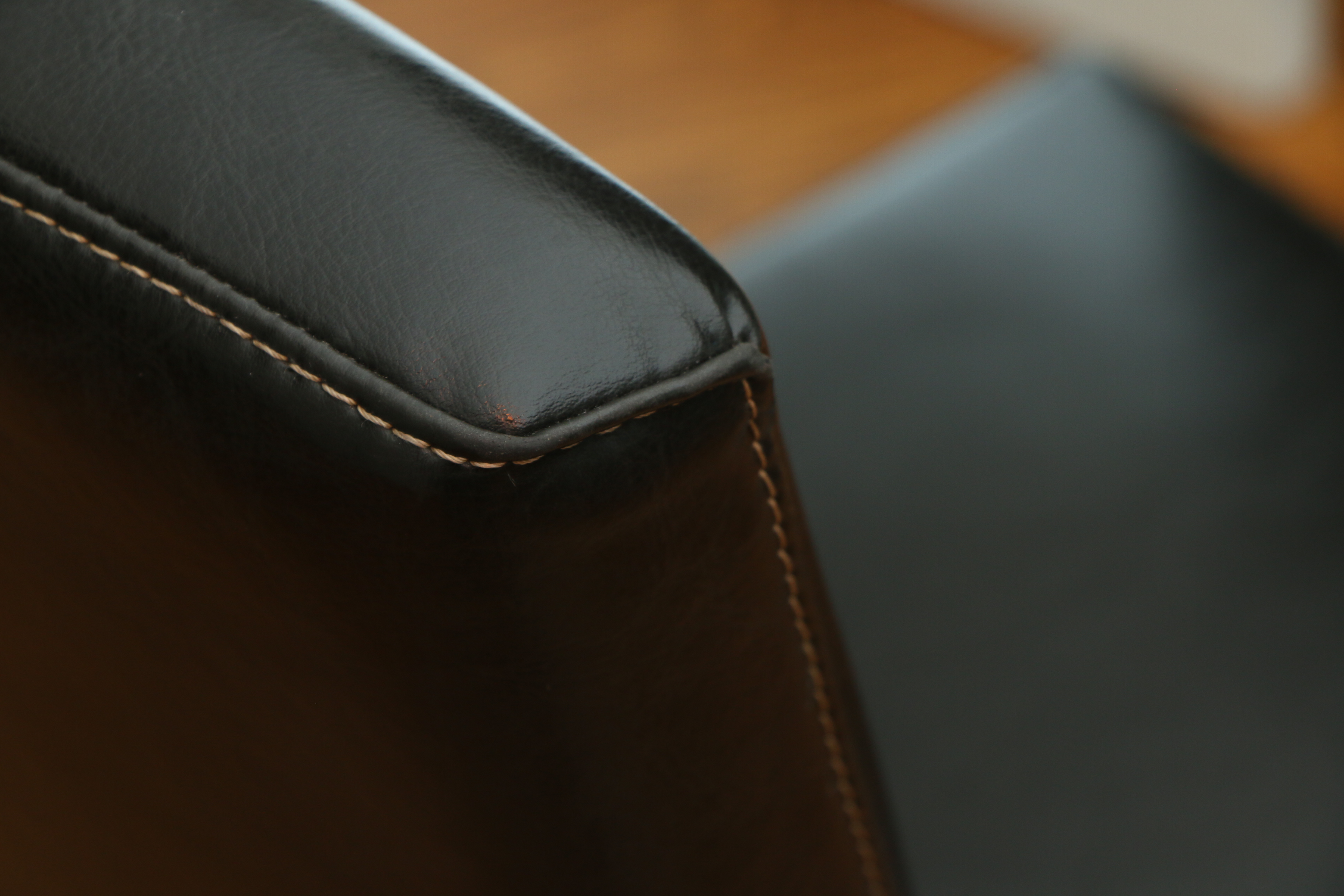 Six Arhaus Italian Leather Armless Dining Chairs, Contemporary