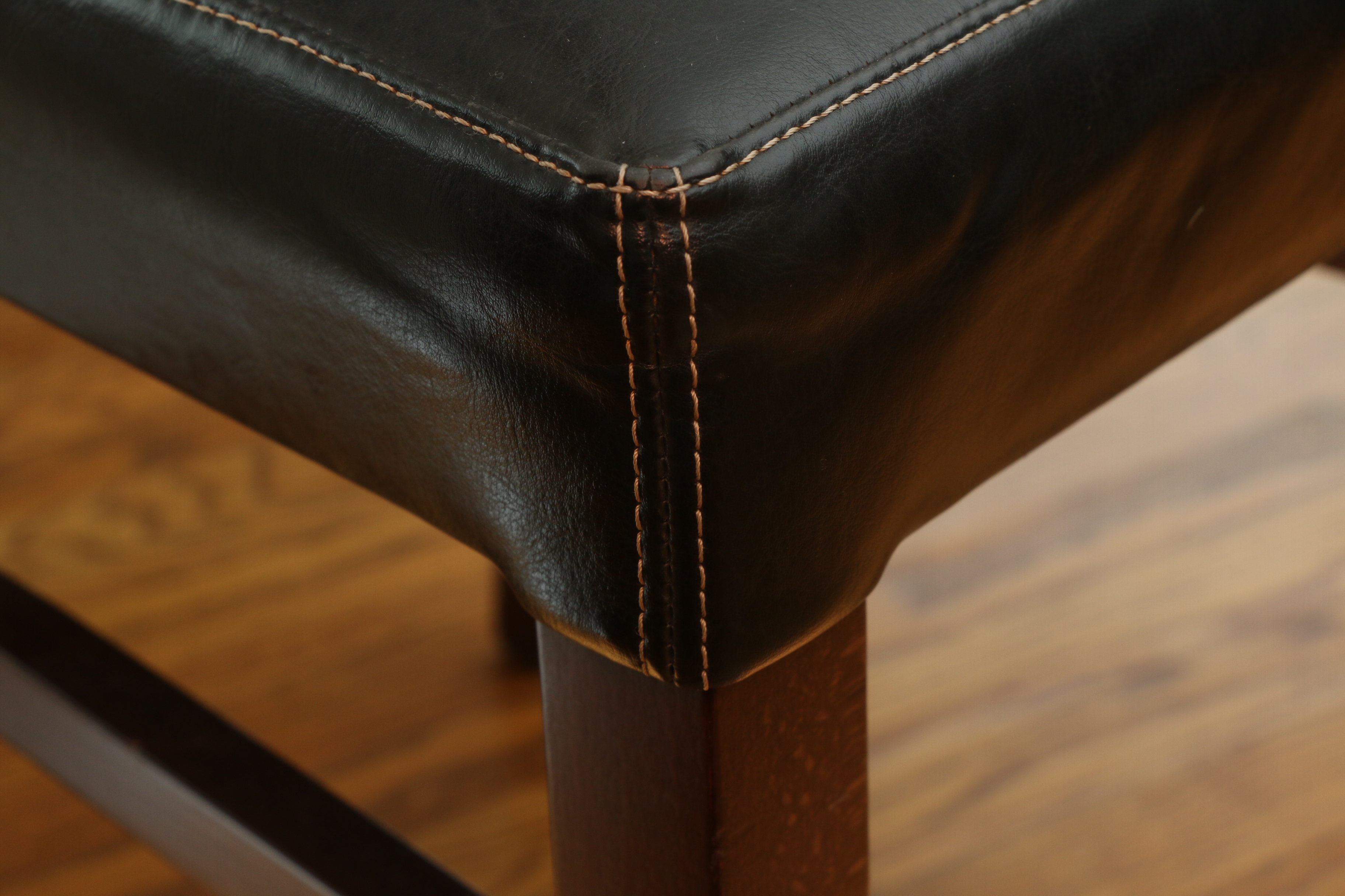 Six Arhaus Italian Leather Armless Dining Chairs, Contemporary