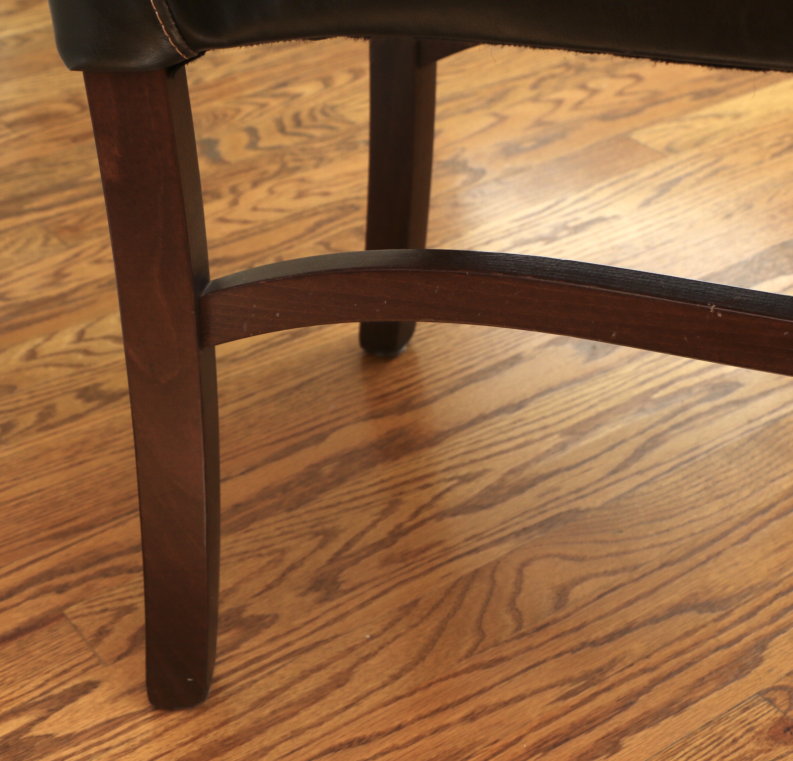 Six Arhaus Italian Leather Armless Dining Chairs, Contemporary