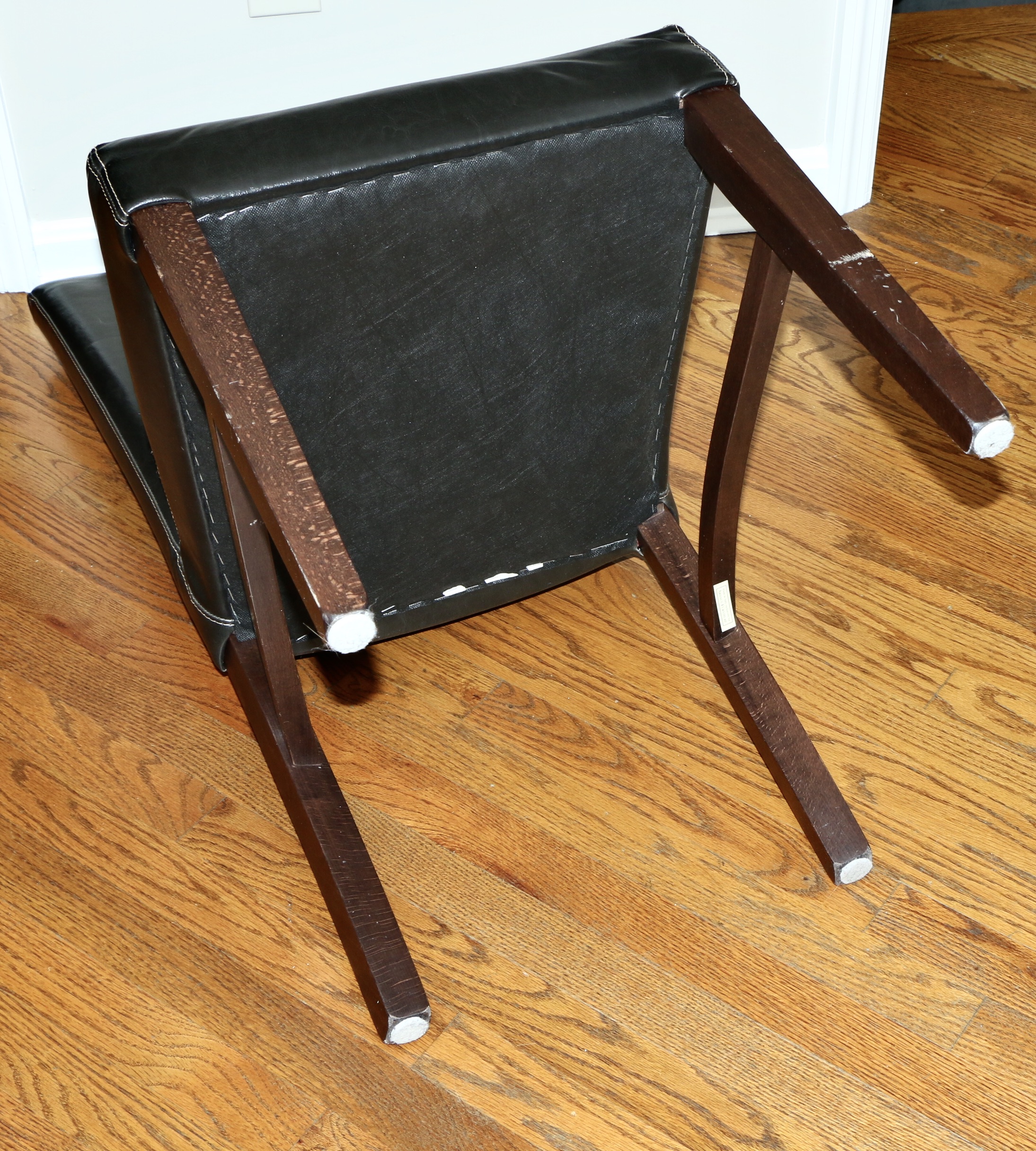 Six Arhaus Italian Leather Armless Dining Chairs, Contemporary