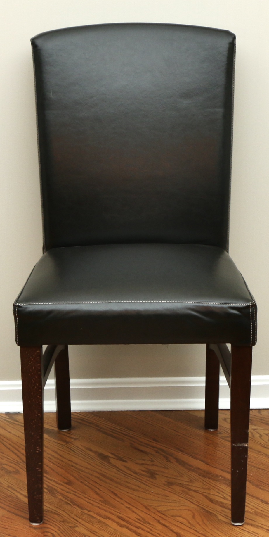 Six Arhaus Italian Leather Armless Dining Chairs, Contemporary