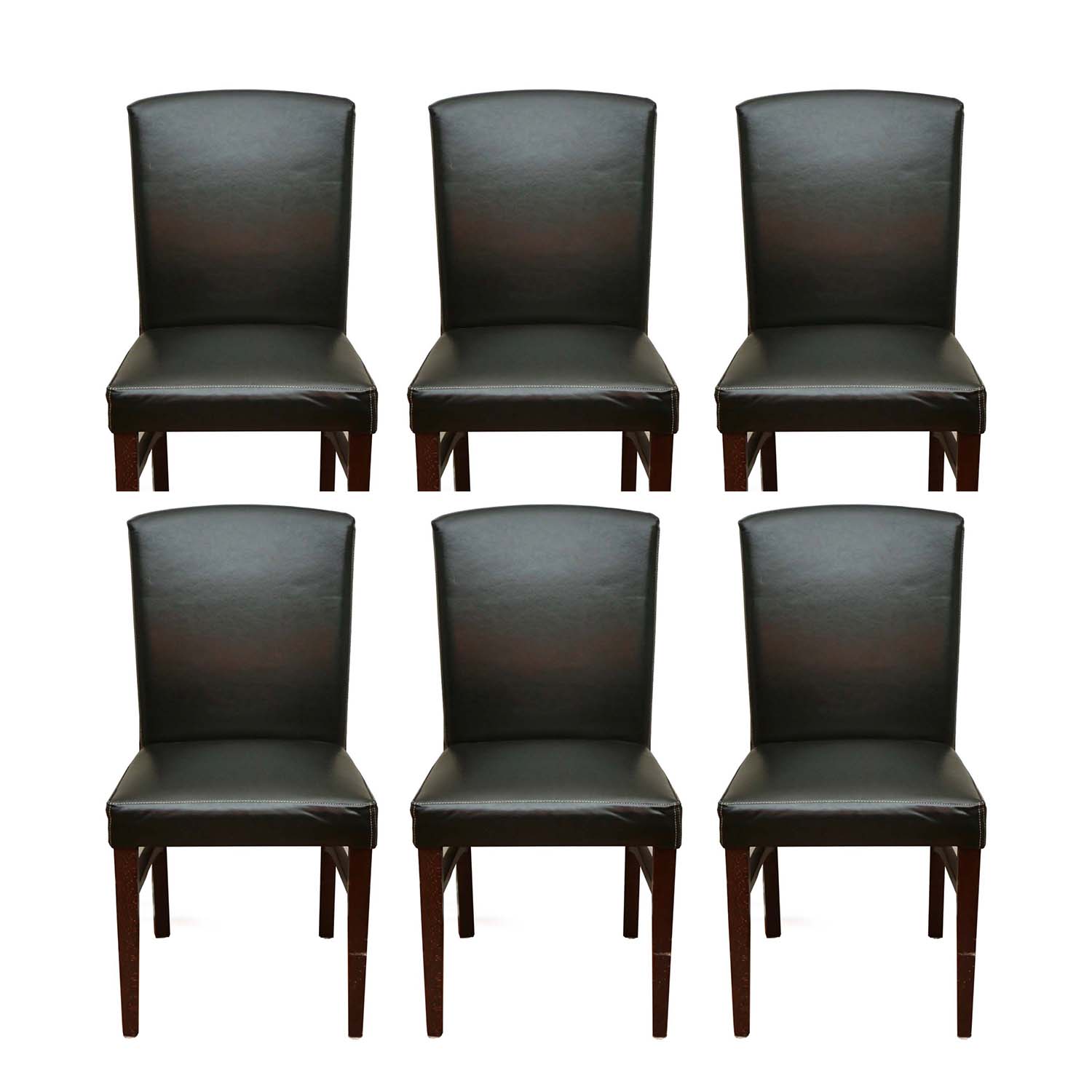 Six Arhaus Italian Leather Armless Dining Chairs, Contemporary