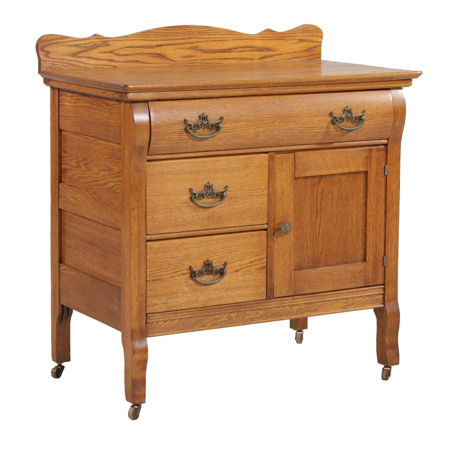 Late Victorian Oak Washstand, Early to Mid 20th Century