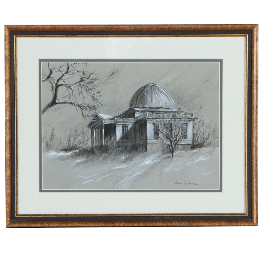 Robert Fabe Ink and Gouache Painting of Palladian Architecture