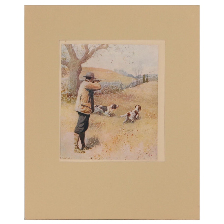 Hunting Scene Offset Lithograph after Arthur Burdett Frost