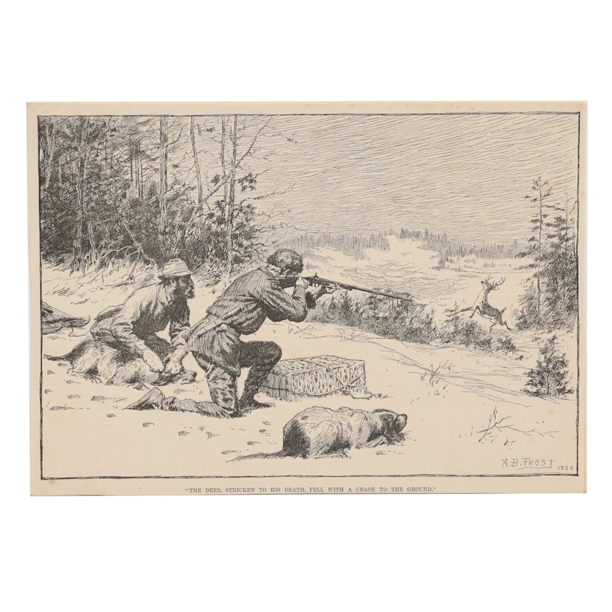 Lithograph After A.B. Frost Hunting Scene, Late 19th Century