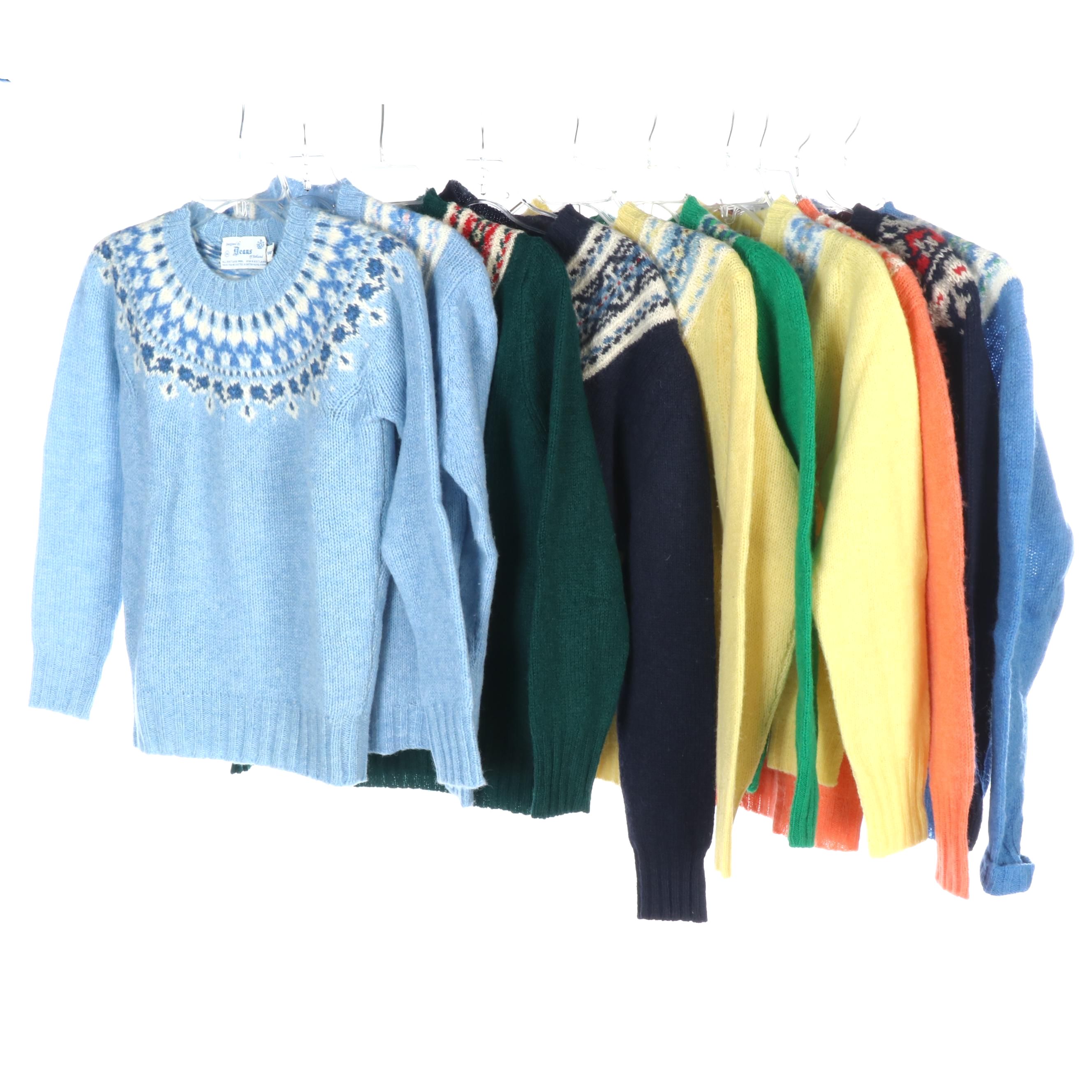 Dean's of Scotland Fair Isle Yoke Sweaters and Cardigans, 1970s Vintage