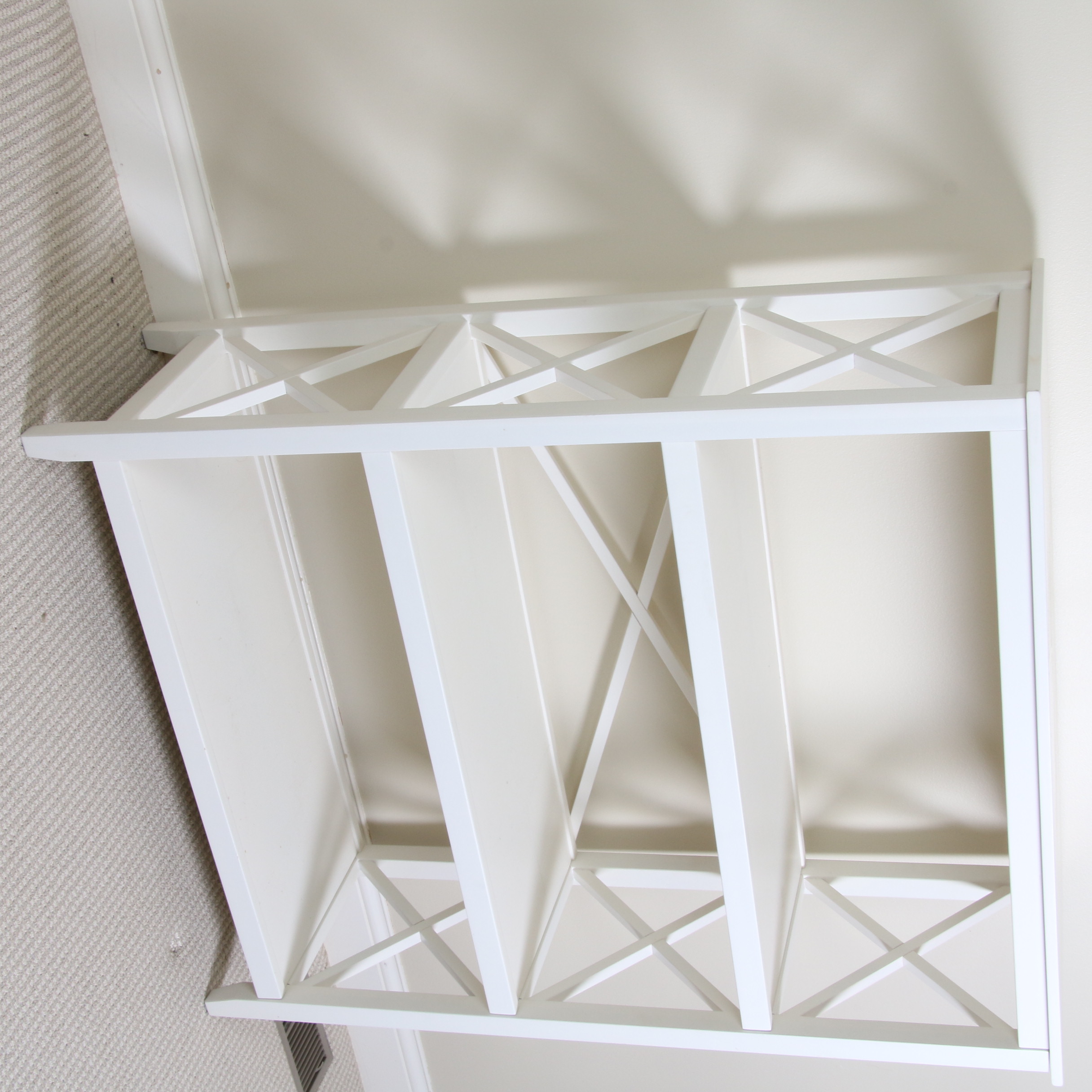 Farmhouse Style White Painted Wooden Open Shelf Bookcase, 20th Century