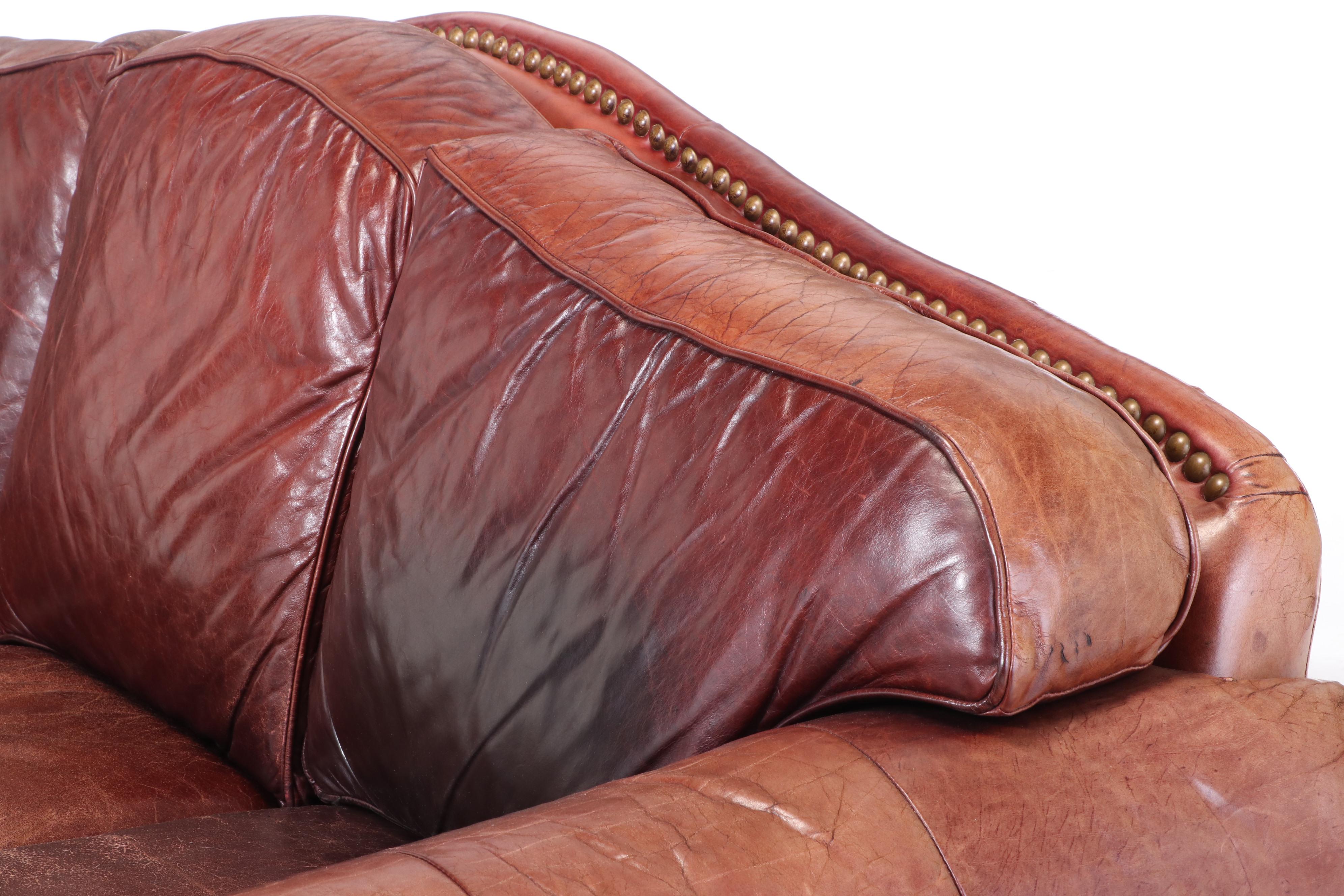 Robinson and Robinson Leather and Brass-Tacked Sofa