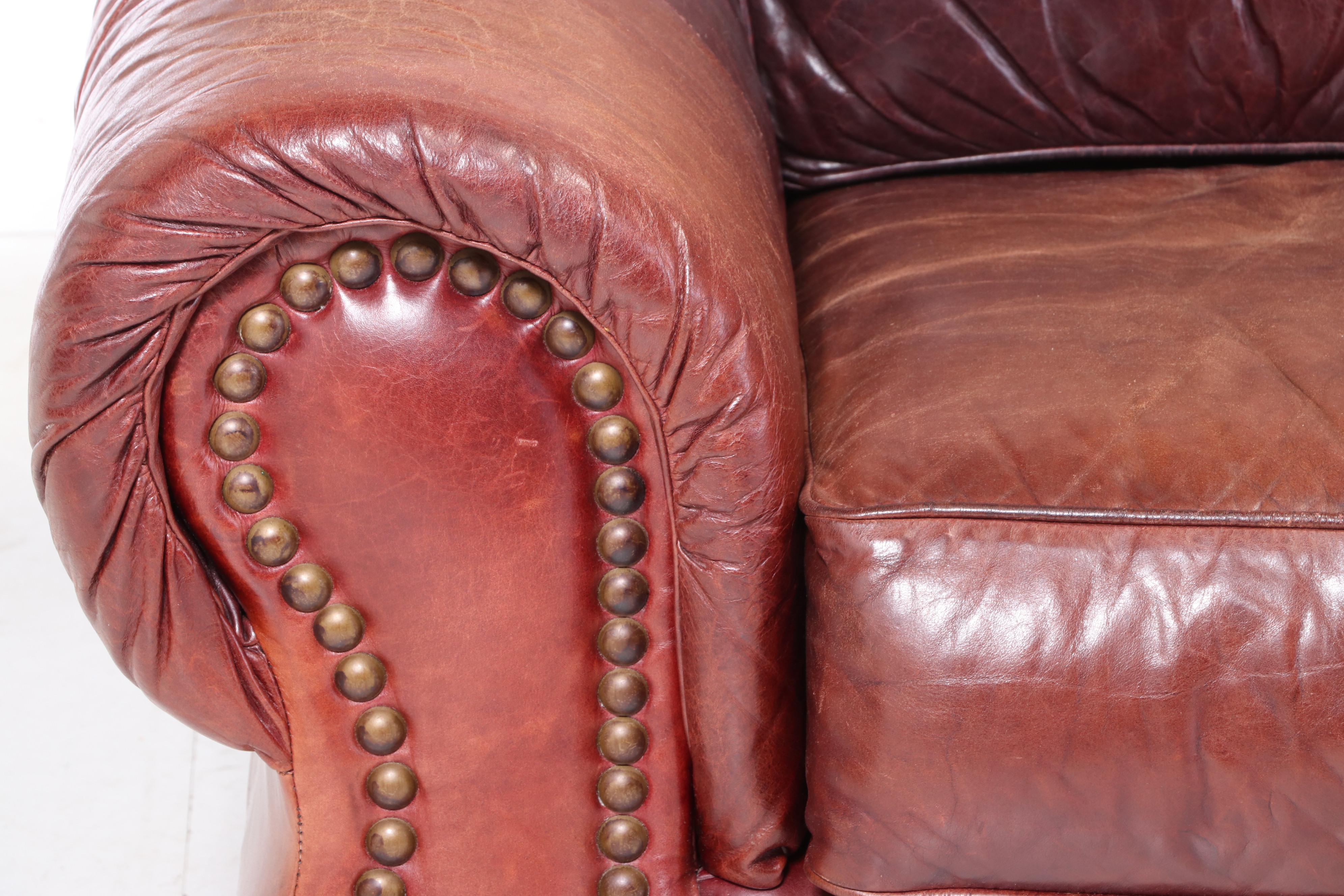 Robinson and Robinson Leather and Brass-Tacked Sofa