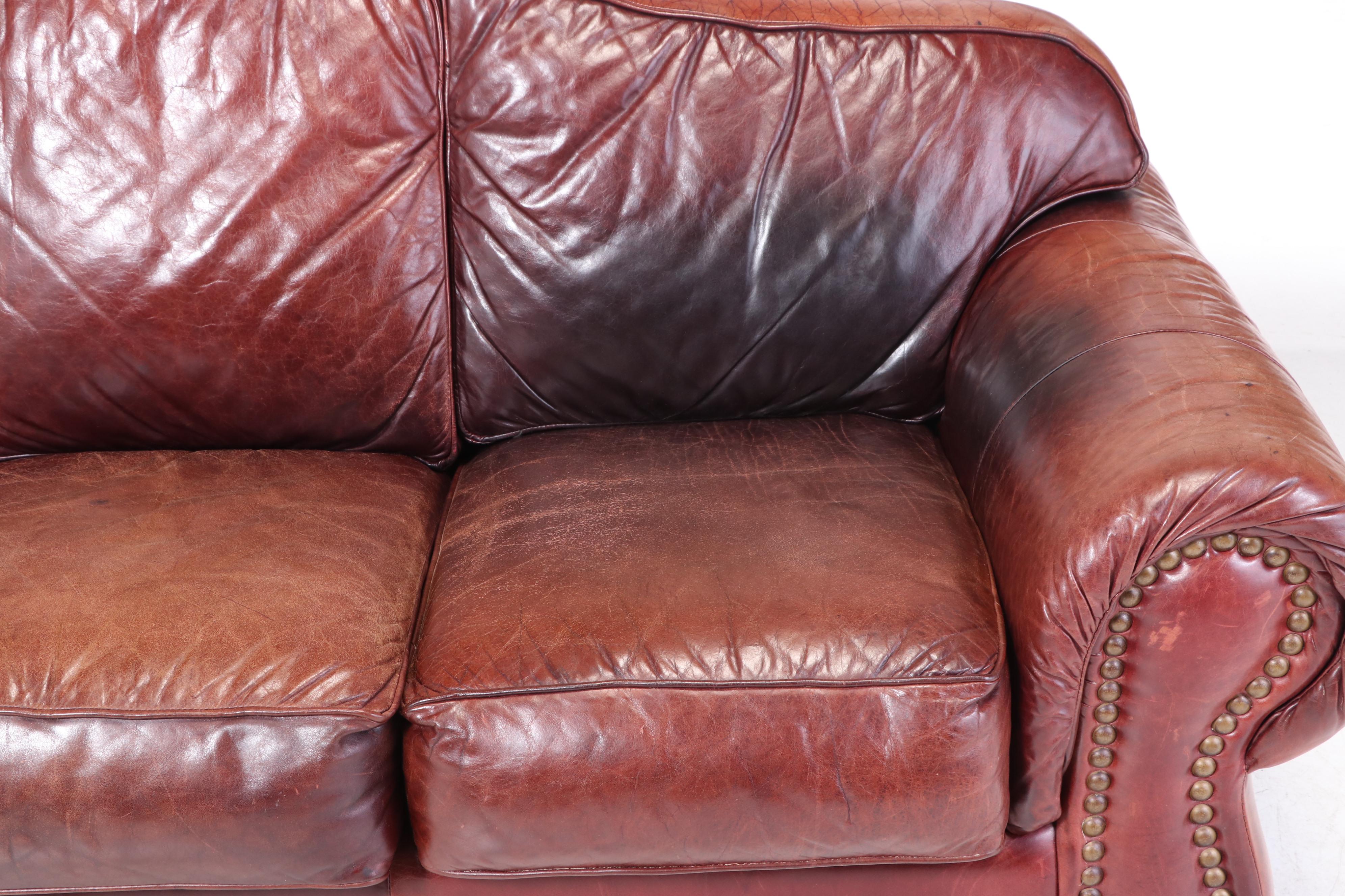 Robinson and Robinson Leather and Brass-Tacked Sofa