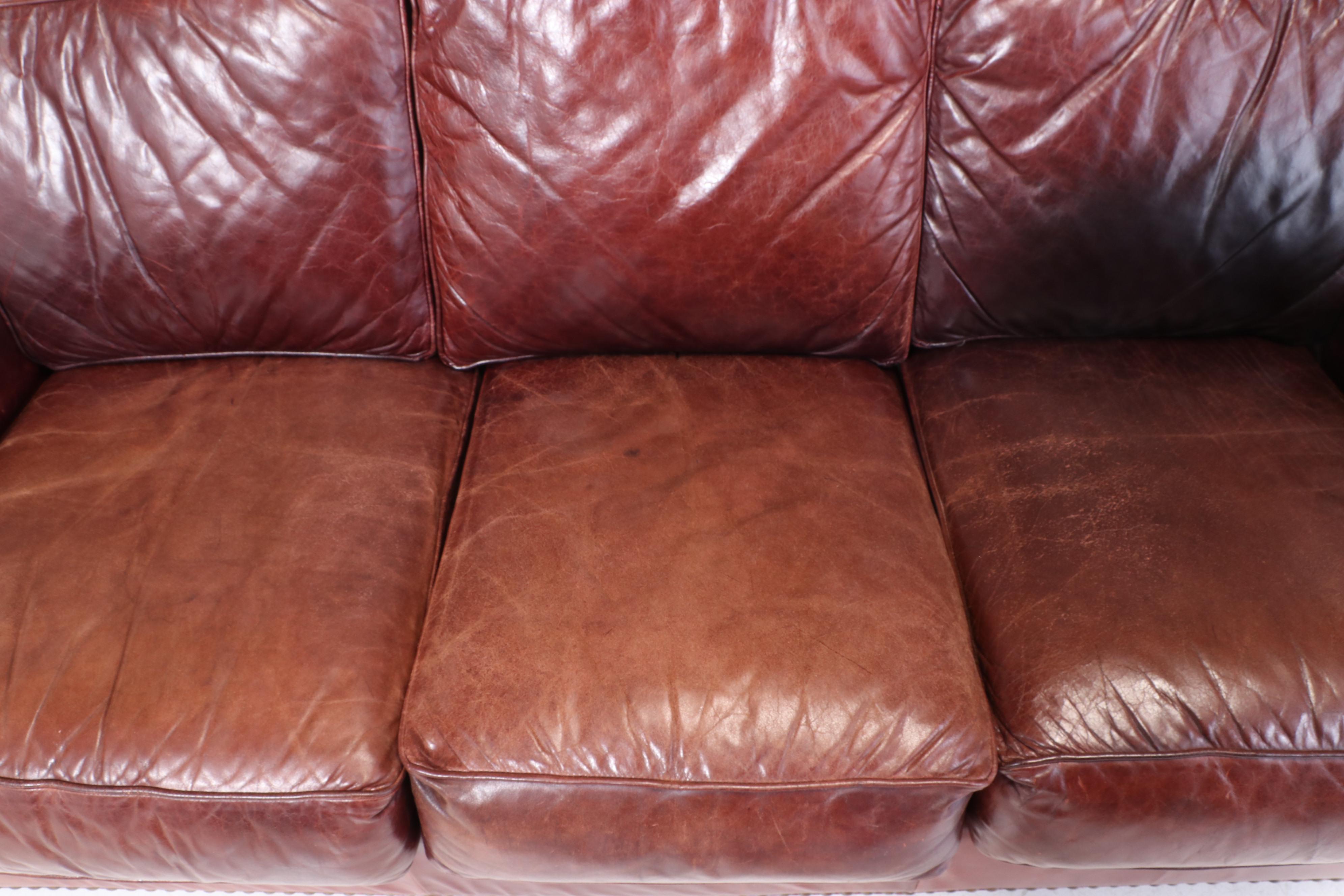 Robinson and Robinson Leather and Brass-Tacked Sofa