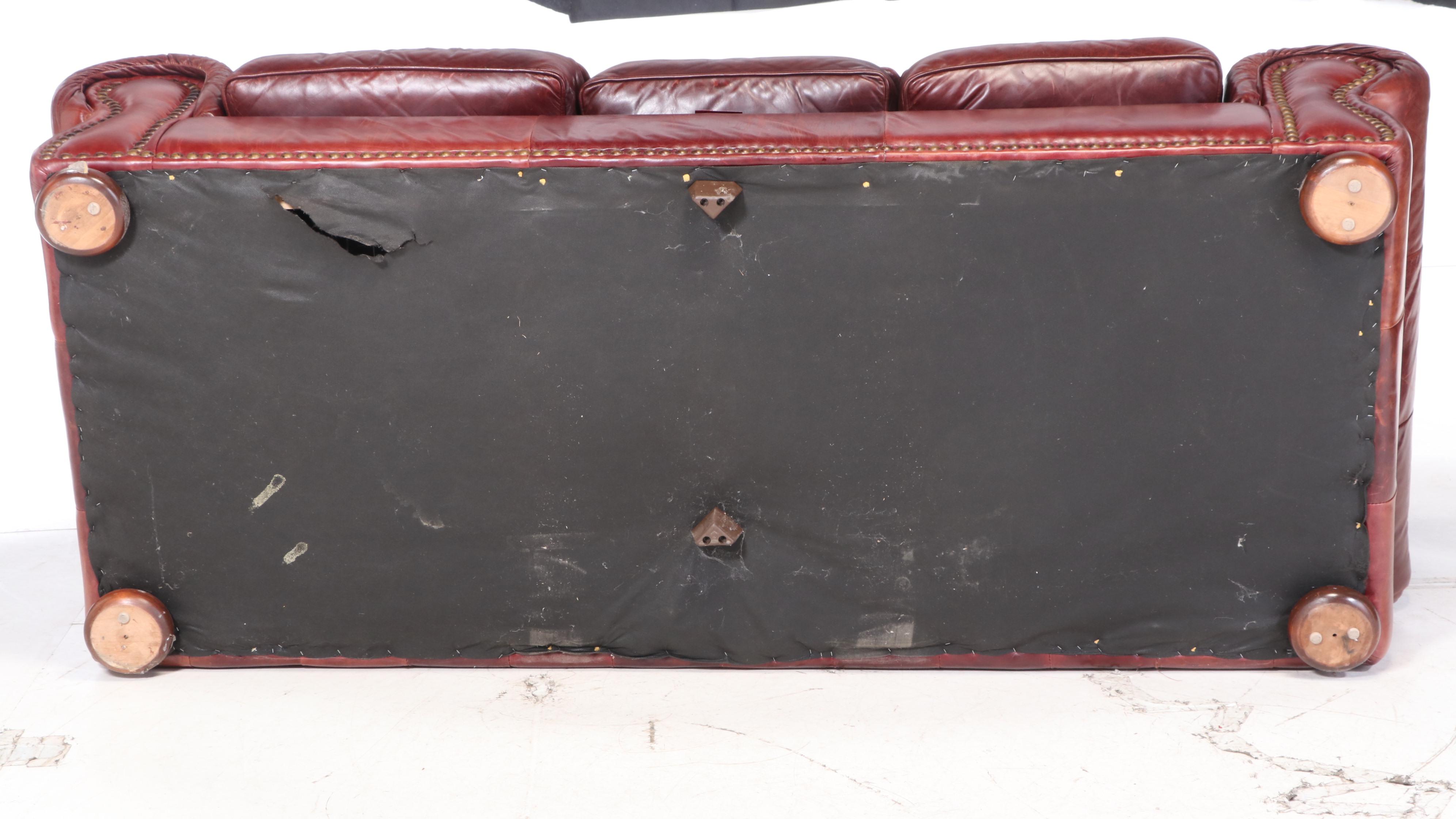 Robinson and Robinson Leather and Brass-Tacked Sofa