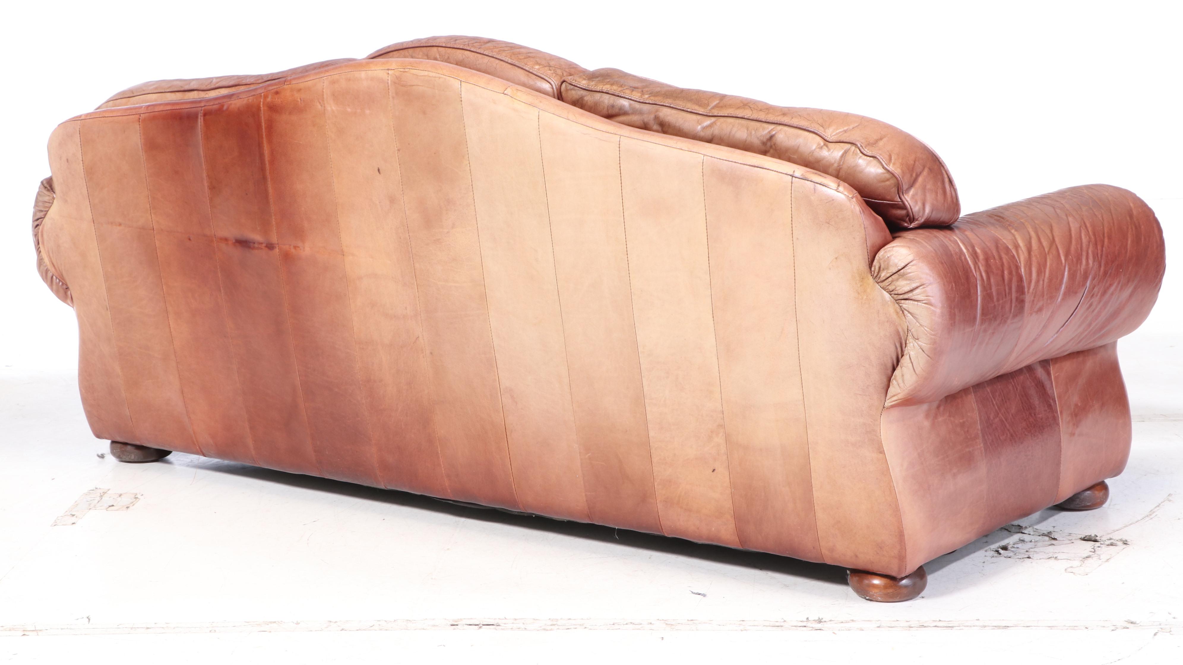 Robinson and Robinson Leather and Brass-Tacked Sofa