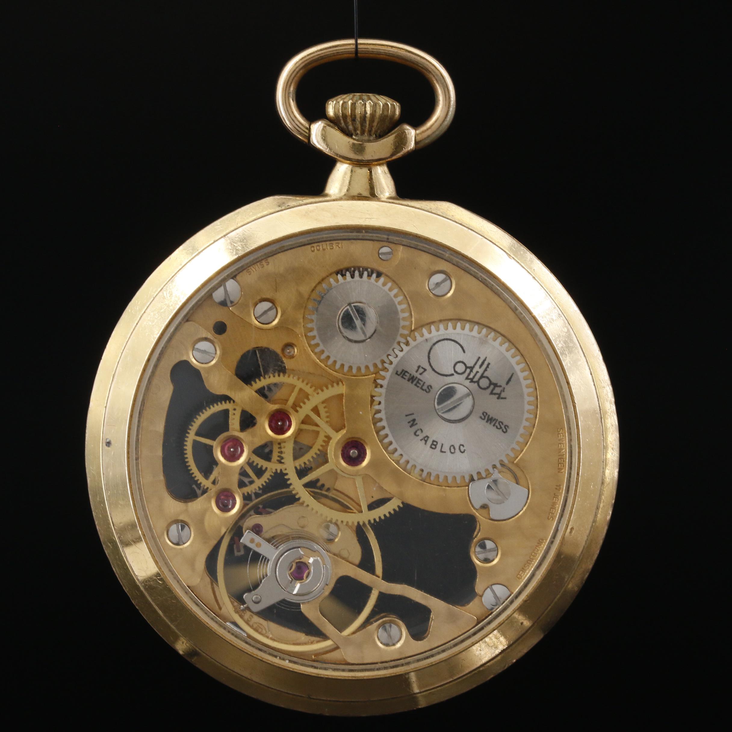 Swiss Colibri Skeleton Case Pocket Watch