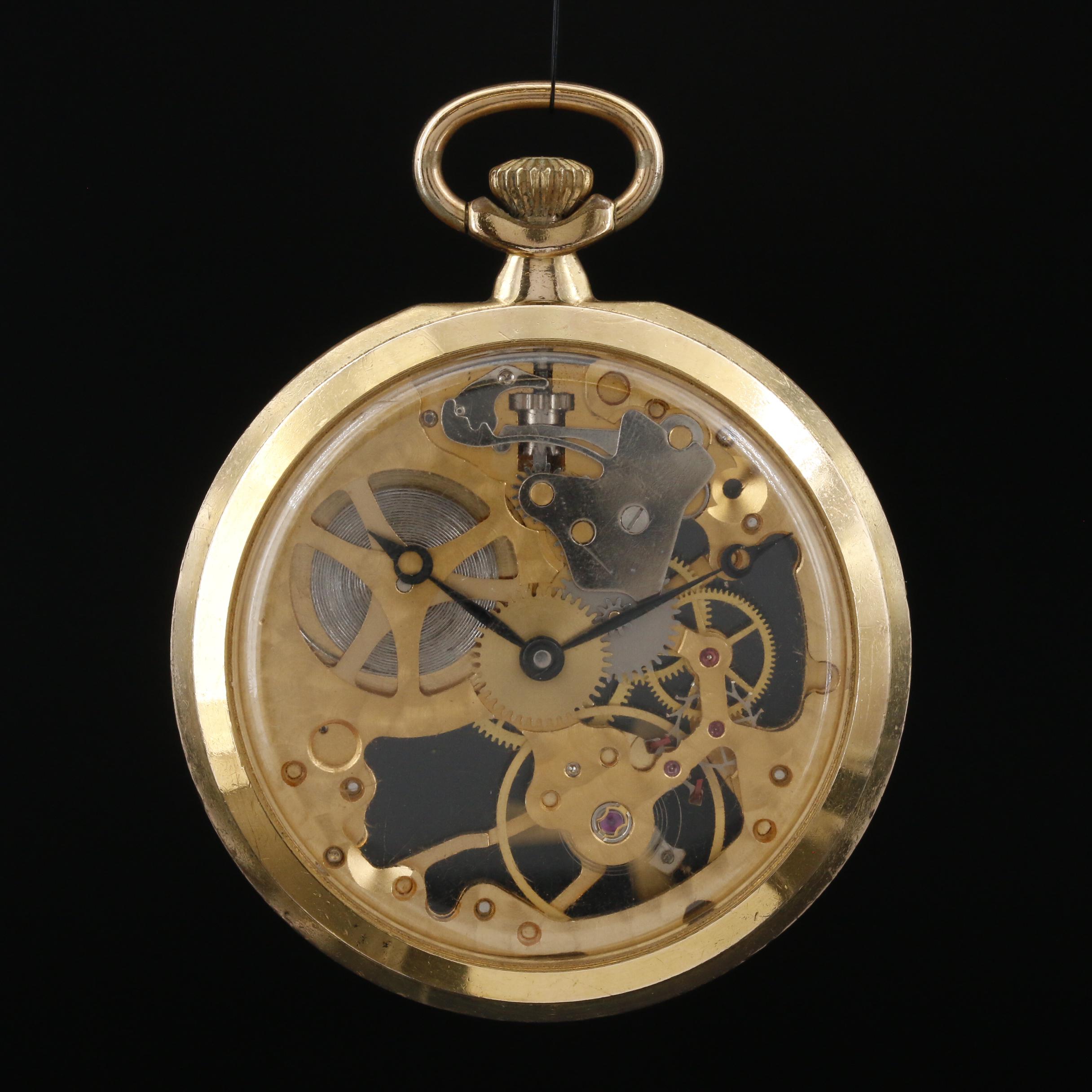 Swiss Colibri Skeleton Case Pocket Watch