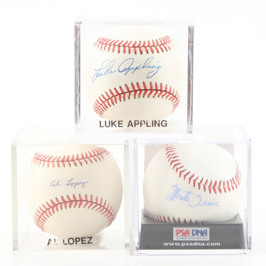 Hall of Fame Players Signed Baseballs, Monte Irvin, Al Lopez, and Luke Appling