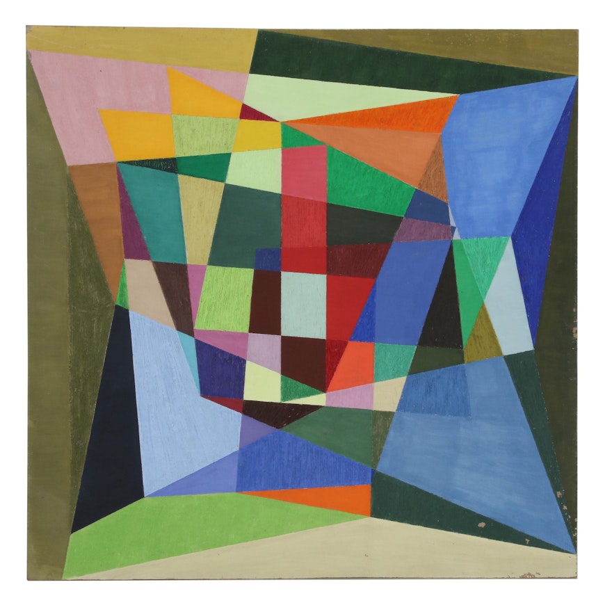 Geometric Abstraction Acrylic Painting, 21st Century