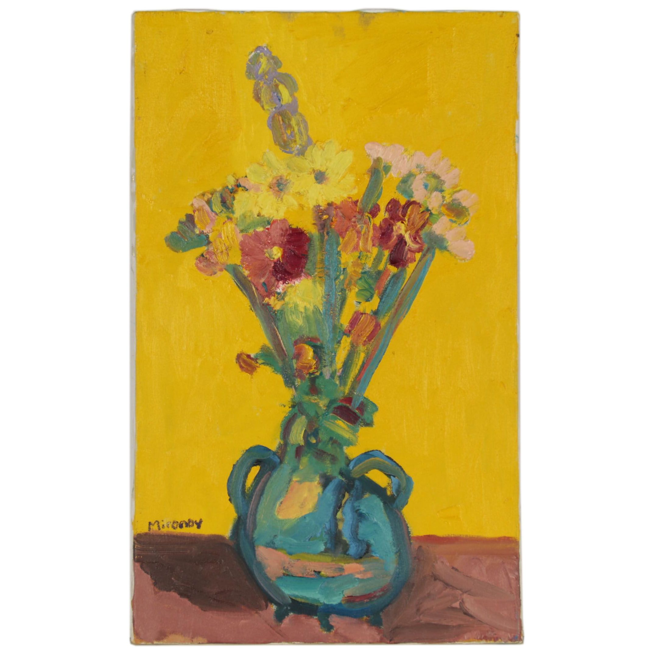 Jerry Mironov Expressionist Style Still Life Oil Painting