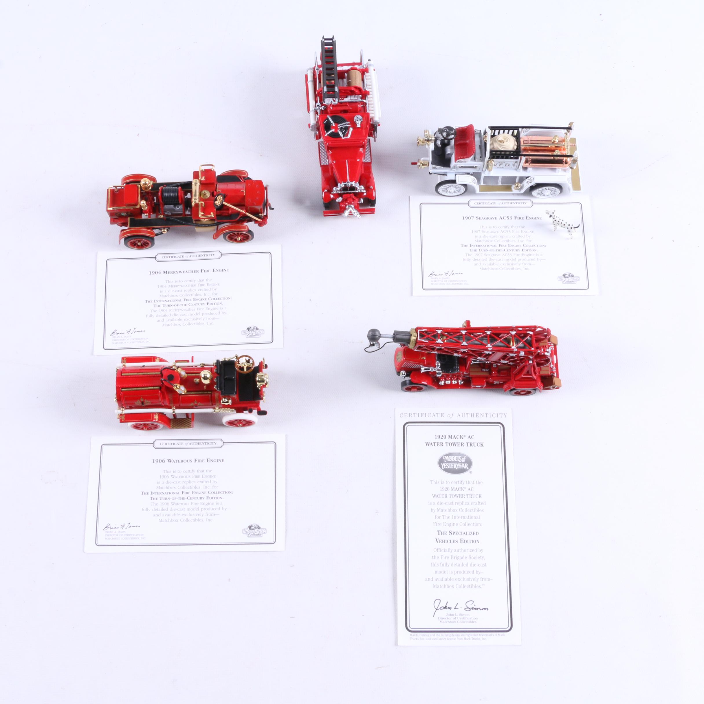 Matchbox "Fire Engine Series" Set of Five Model Fire Trucks