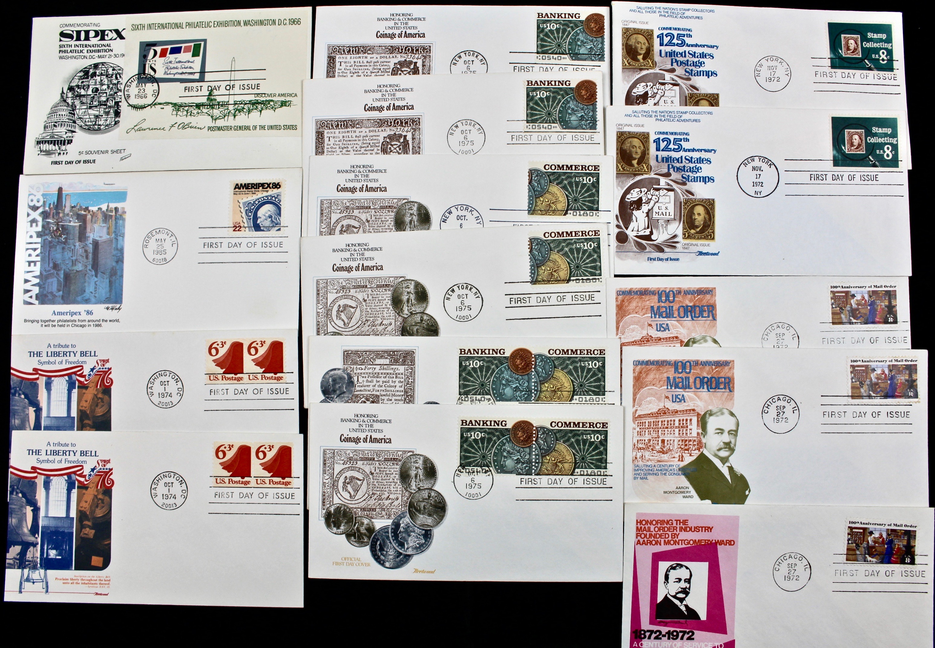 322 US First Day Postal Covers with Cachets, Mid to Late 20th Century