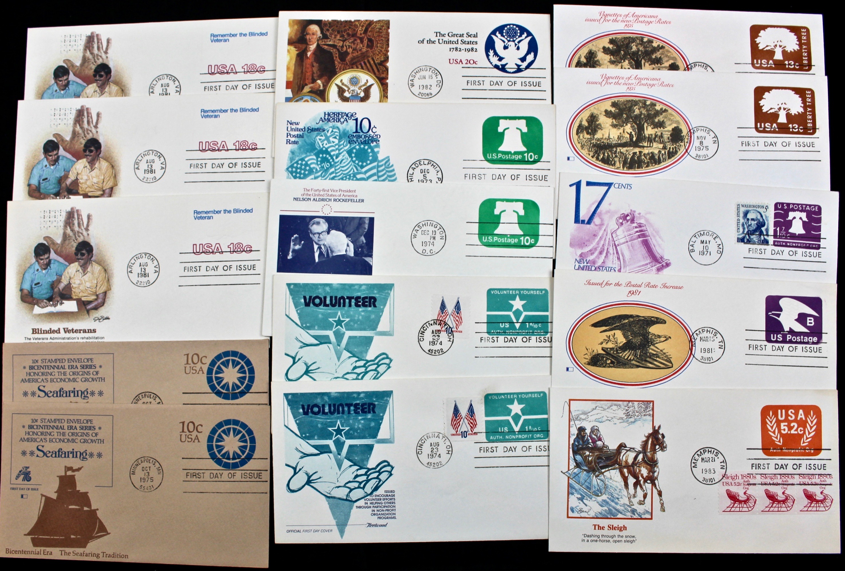322 US First Day Postal Covers with Cachets, Mid to Late 20th Century