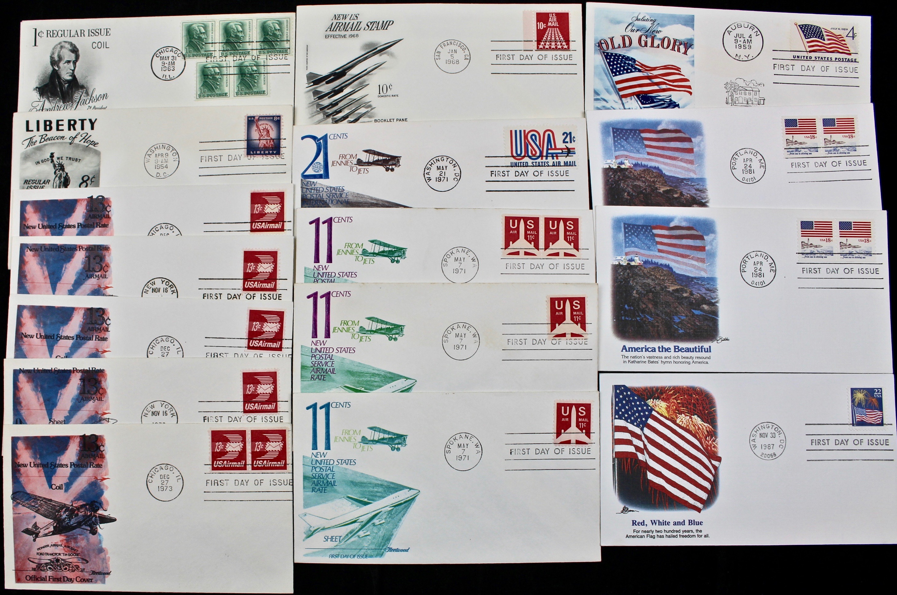 322 US First Day Postal Covers with Cachets, Mid to Late 20th Century