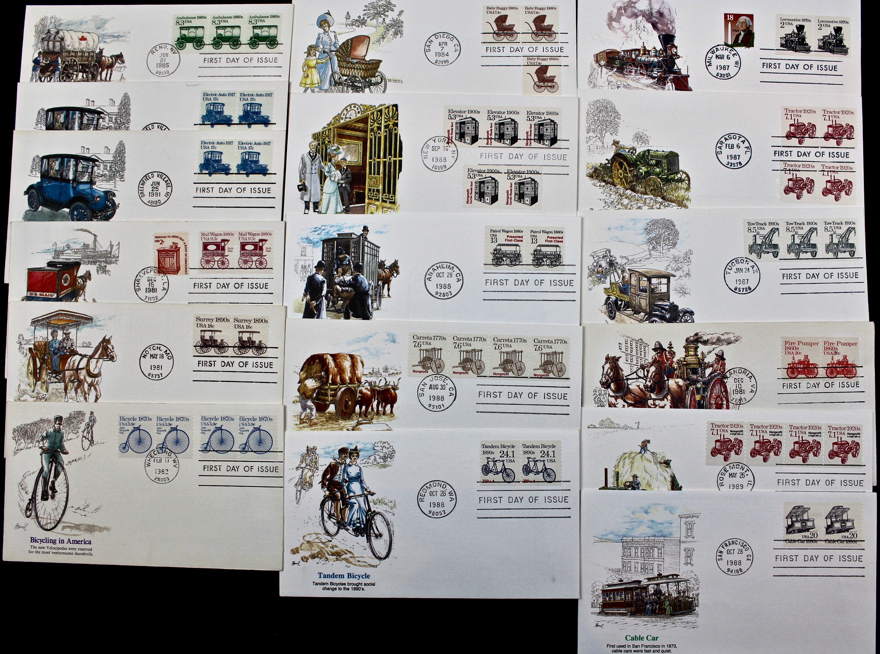 322 US First Day Postal Covers with Cachets, Mid to Late 20th Century