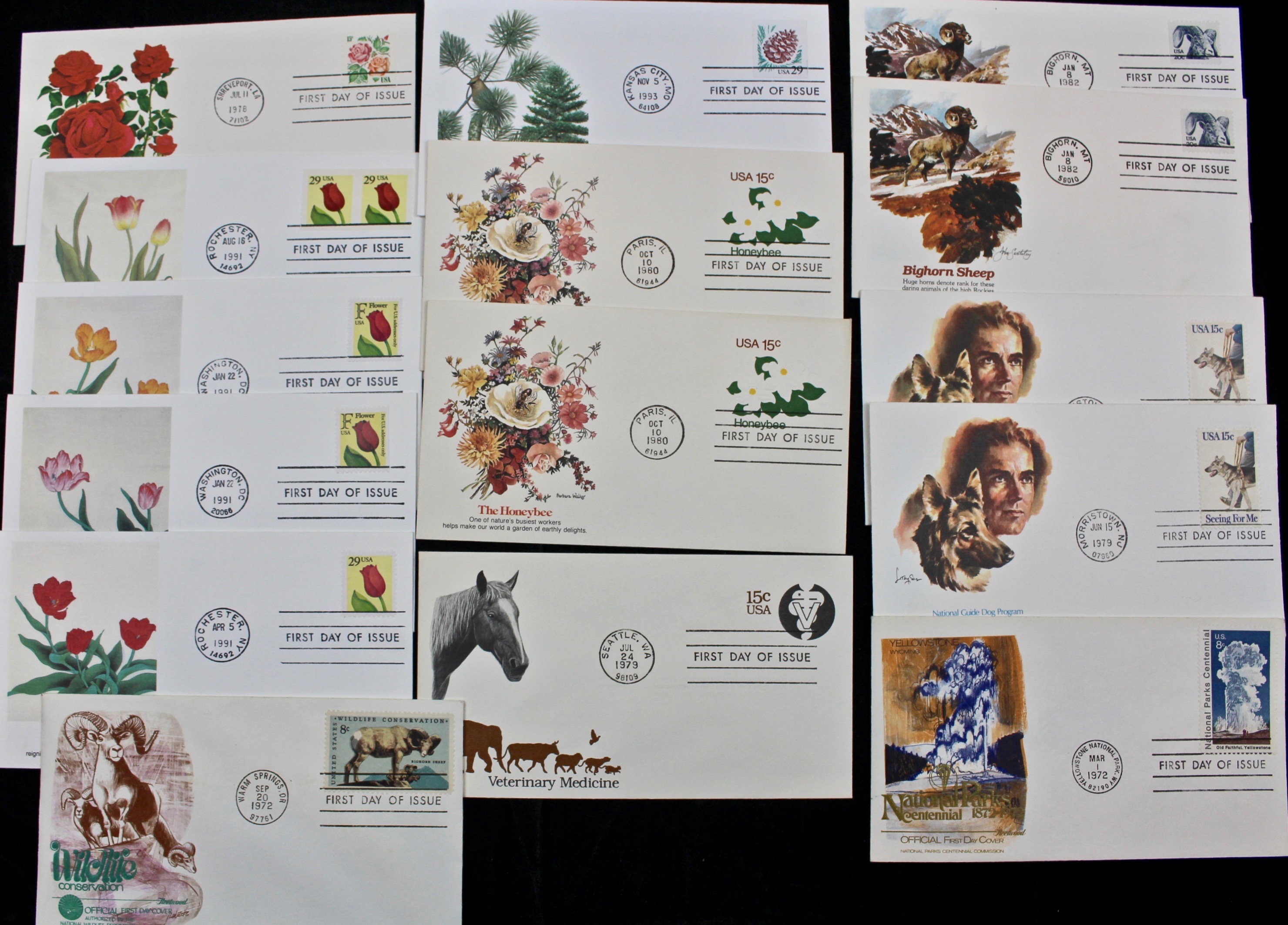 322 US First Day Postal Covers with Cachets, Mid to Late 20th Century