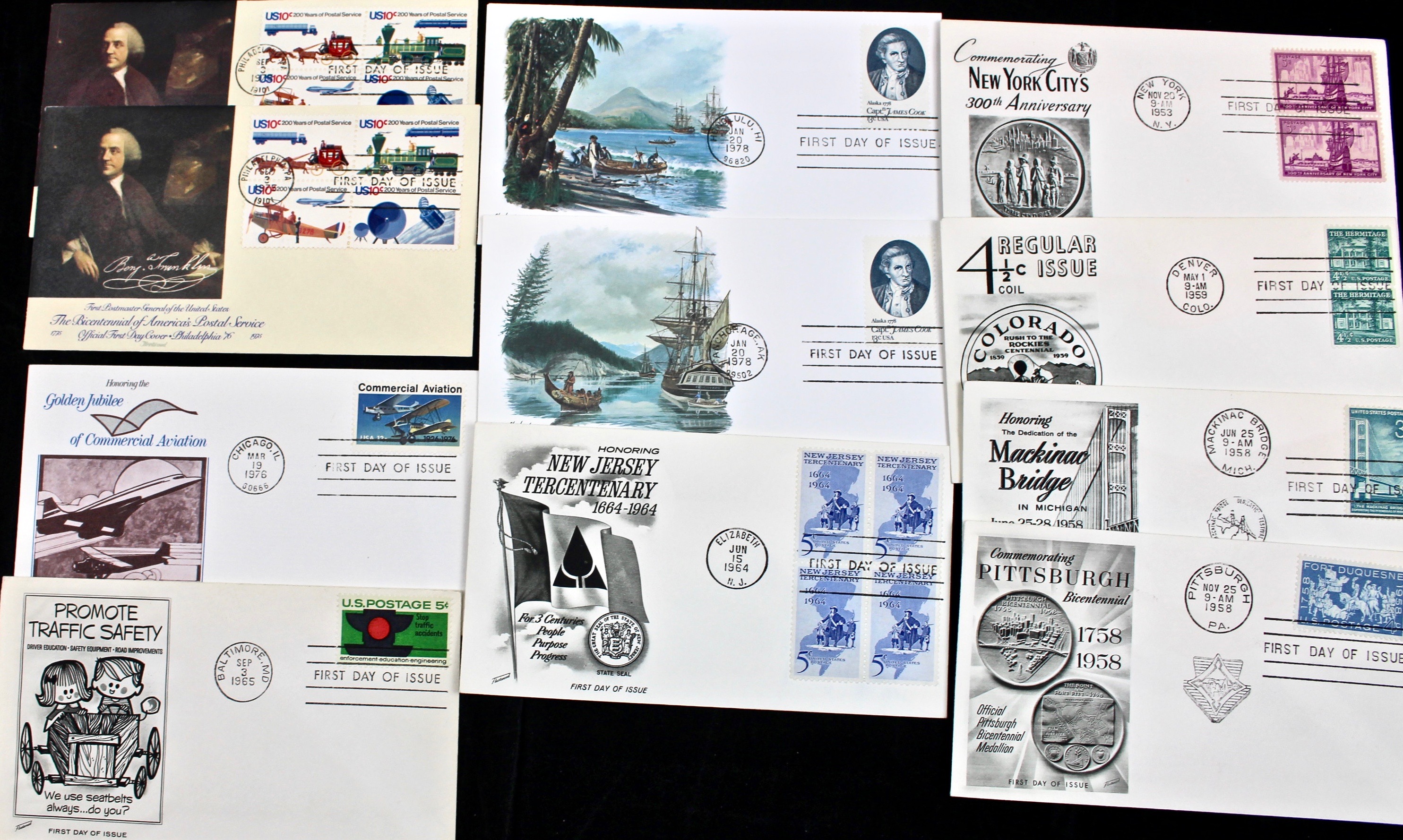 322 US First Day Postal Covers with Cachets, Mid to Late 20th Century