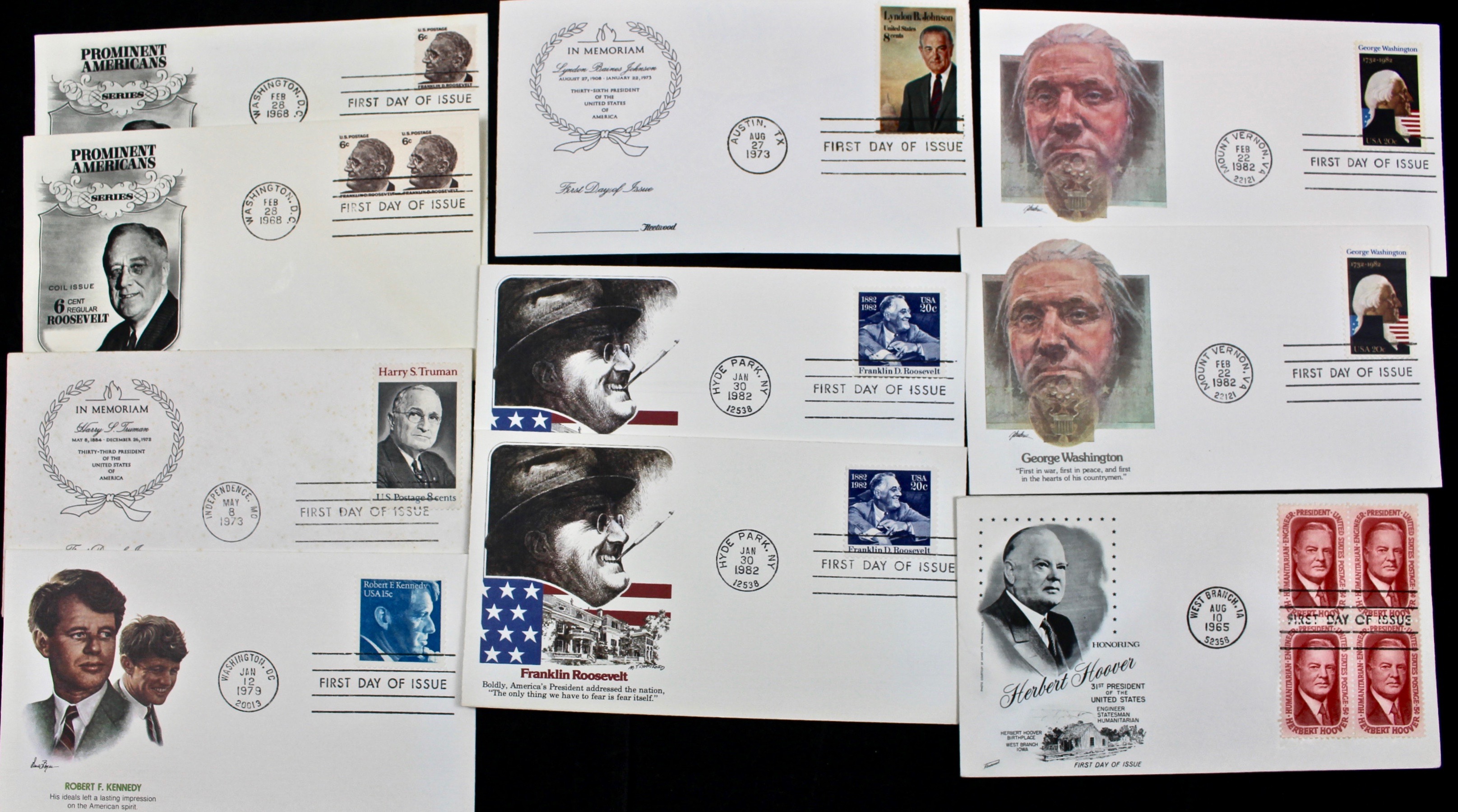 322 US First Day Postal Covers with Cachets, Mid to Late 20th Century