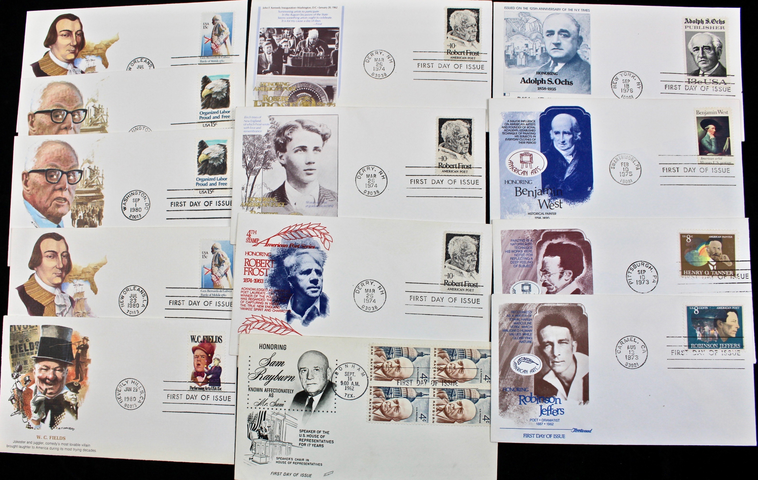 322 US First Day Postal Covers with Cachets, Mid to Late 20th Century