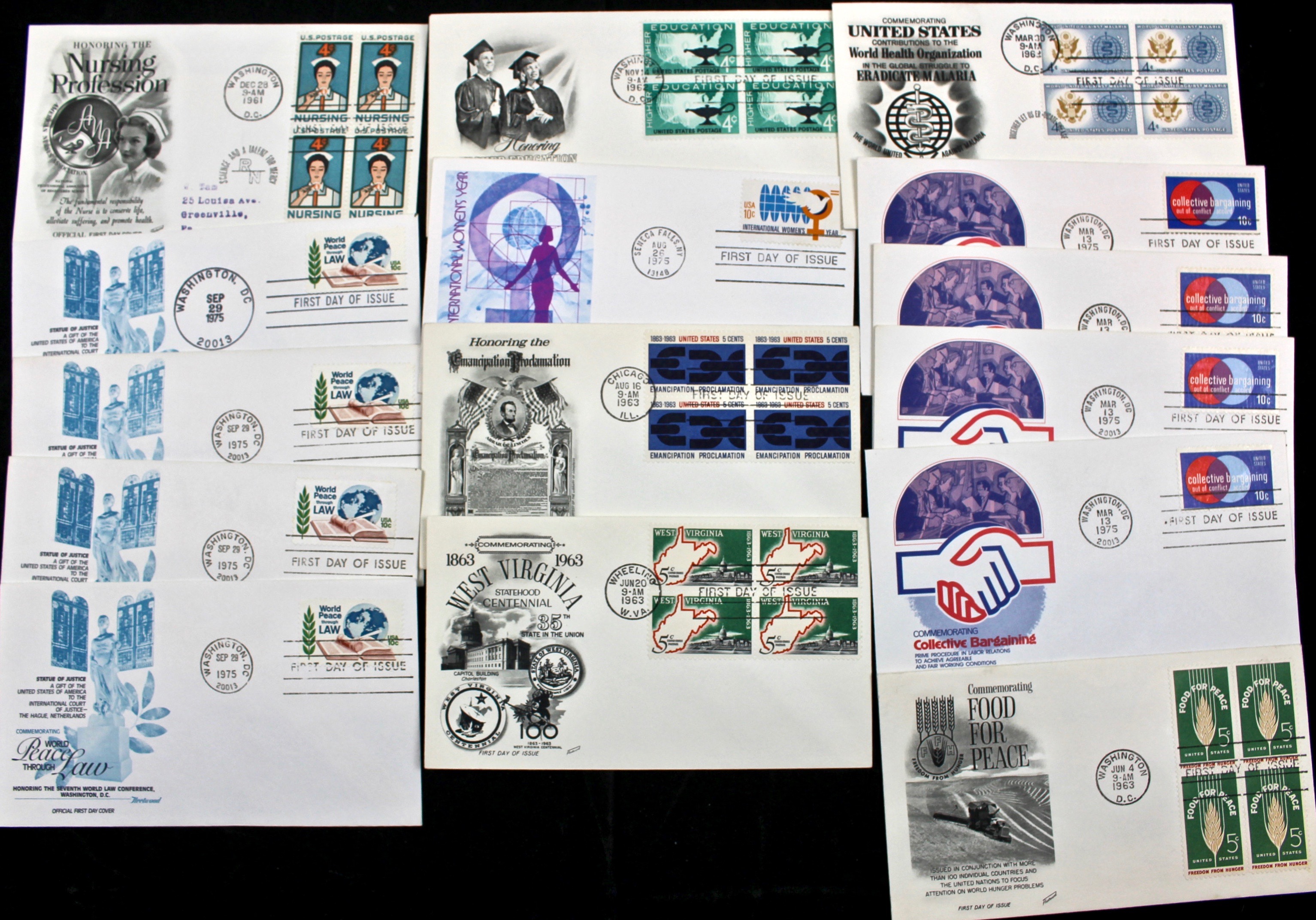 322 US First Day Postal Covers with Cachets, Mid to Late 20th Century