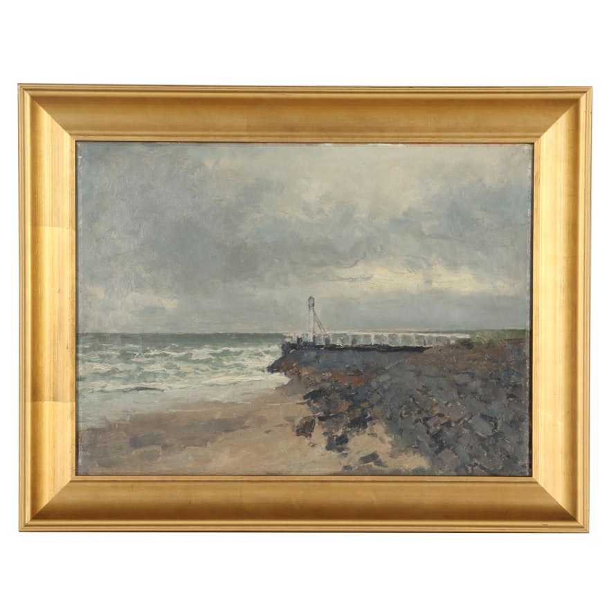 Coastal Seascape Oil Painting, 20th Century