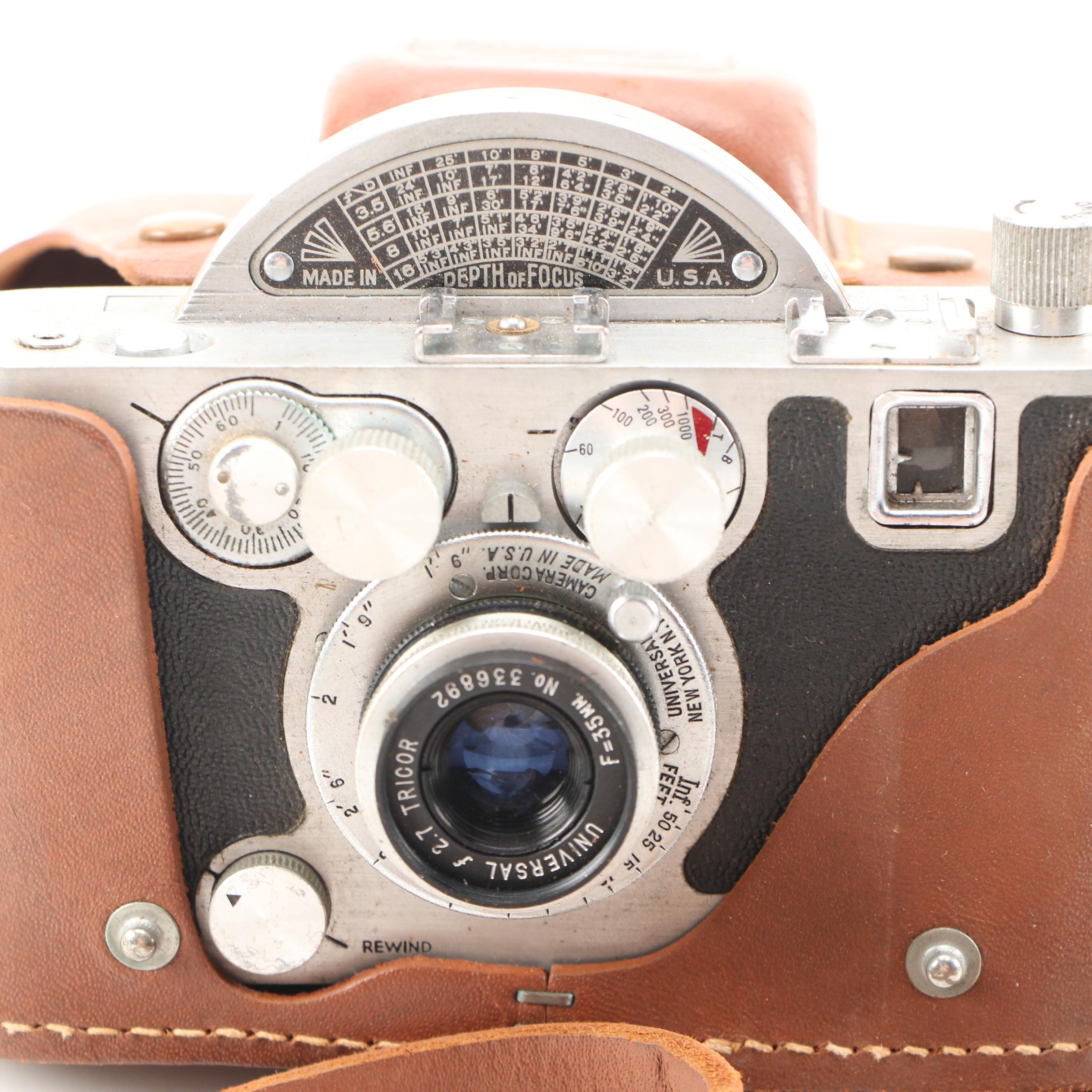 Mercury and Ansco  35mm Rangefinder Cameras with Leather Cases, circa 1950s